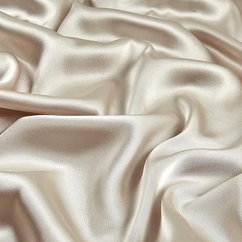 Miniatura 4 de Shannon sedoso satén seda charmeuse tela taupe sólido por el patio