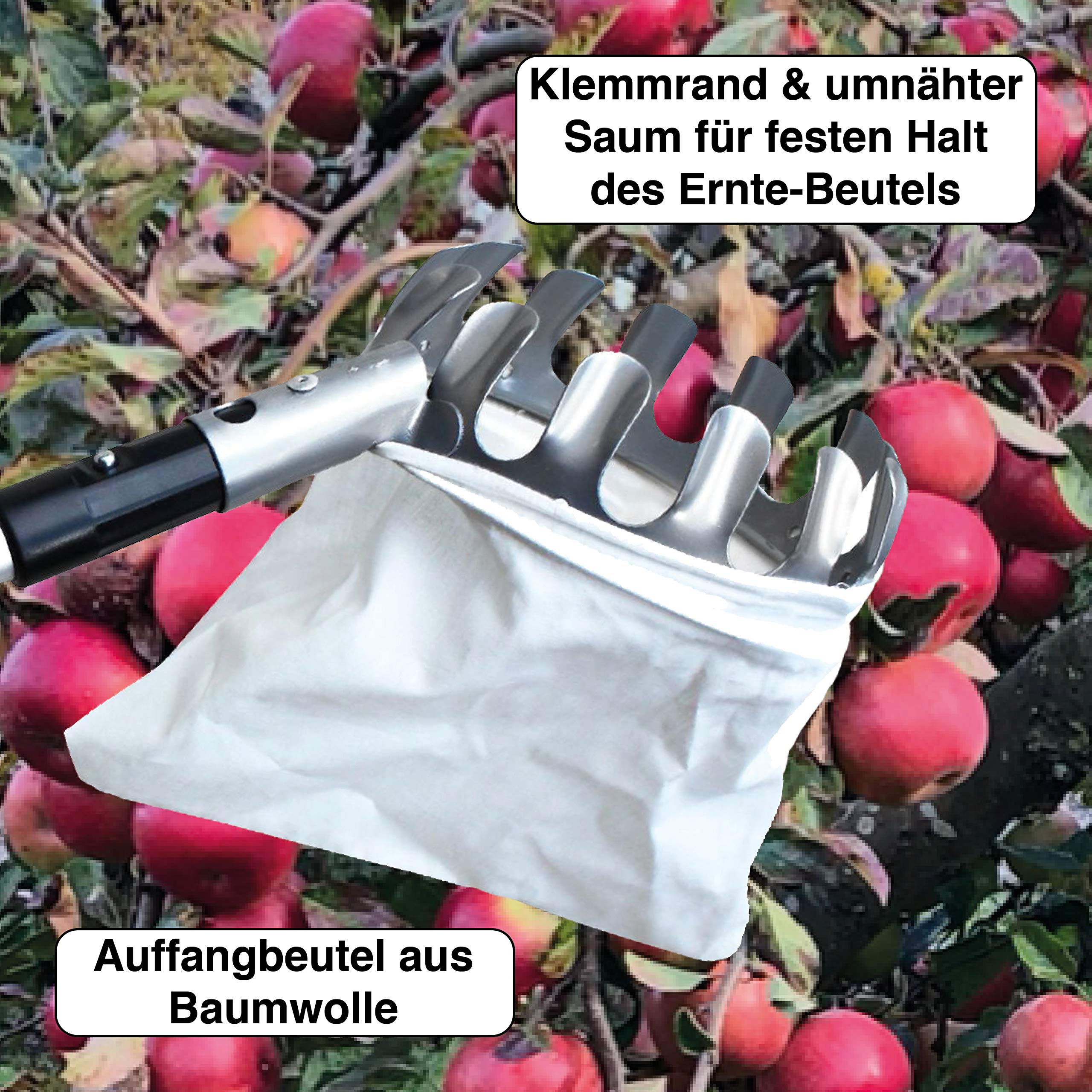 FenWi Apfelpflücker Obstpflücker zur Obsternte als Zubehör und Solo Anbaugerät für Teleskop-Sets und Teleskopstangen