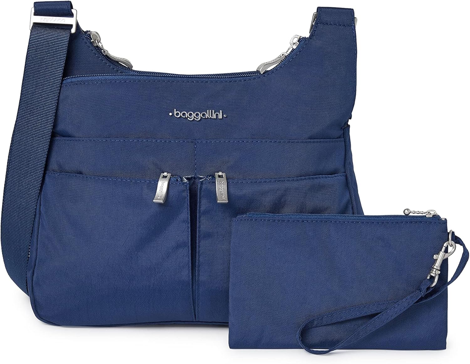 Baggallini Cross Over Crossbody Women 11x8.5 Medium Travel Bag Lightweight Water-Resistant Nylon Organized Handbag Purse