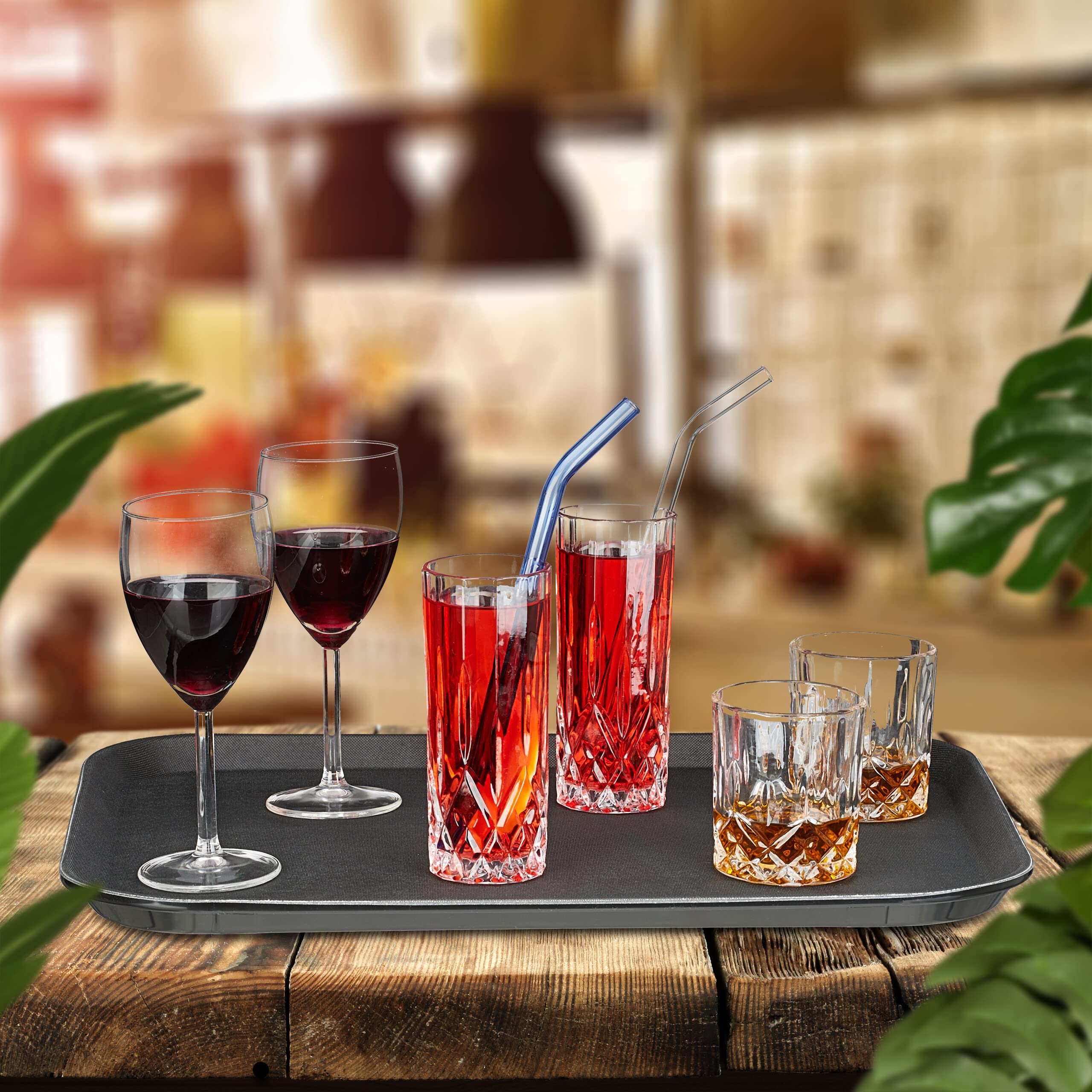 Relaxdays 10 Plateaux De Service, Surface Antidérapante, 35 Cm