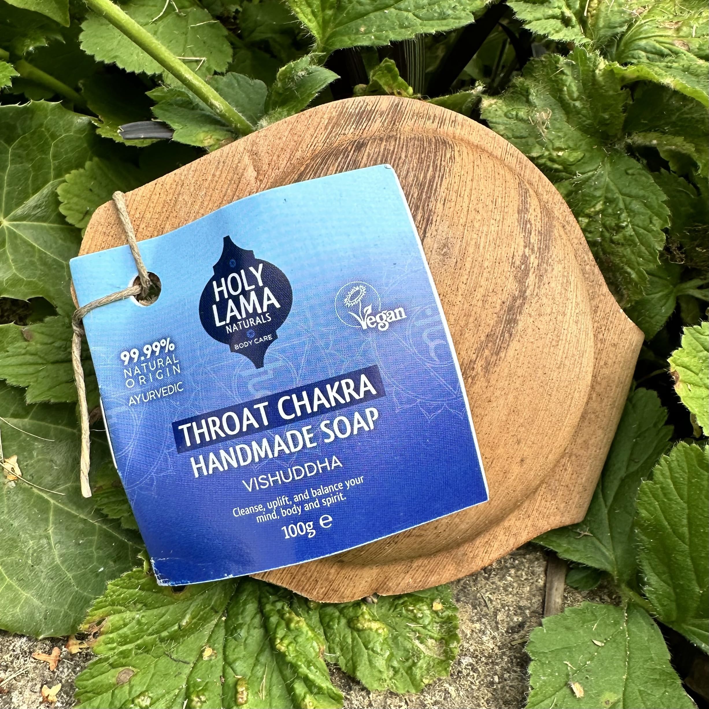 Holy Lama Naturals 'Throat' Chakra Natural Handmade Vegan Soap, Solid Bar Presented in Handmade Sustainable Case - Image 3