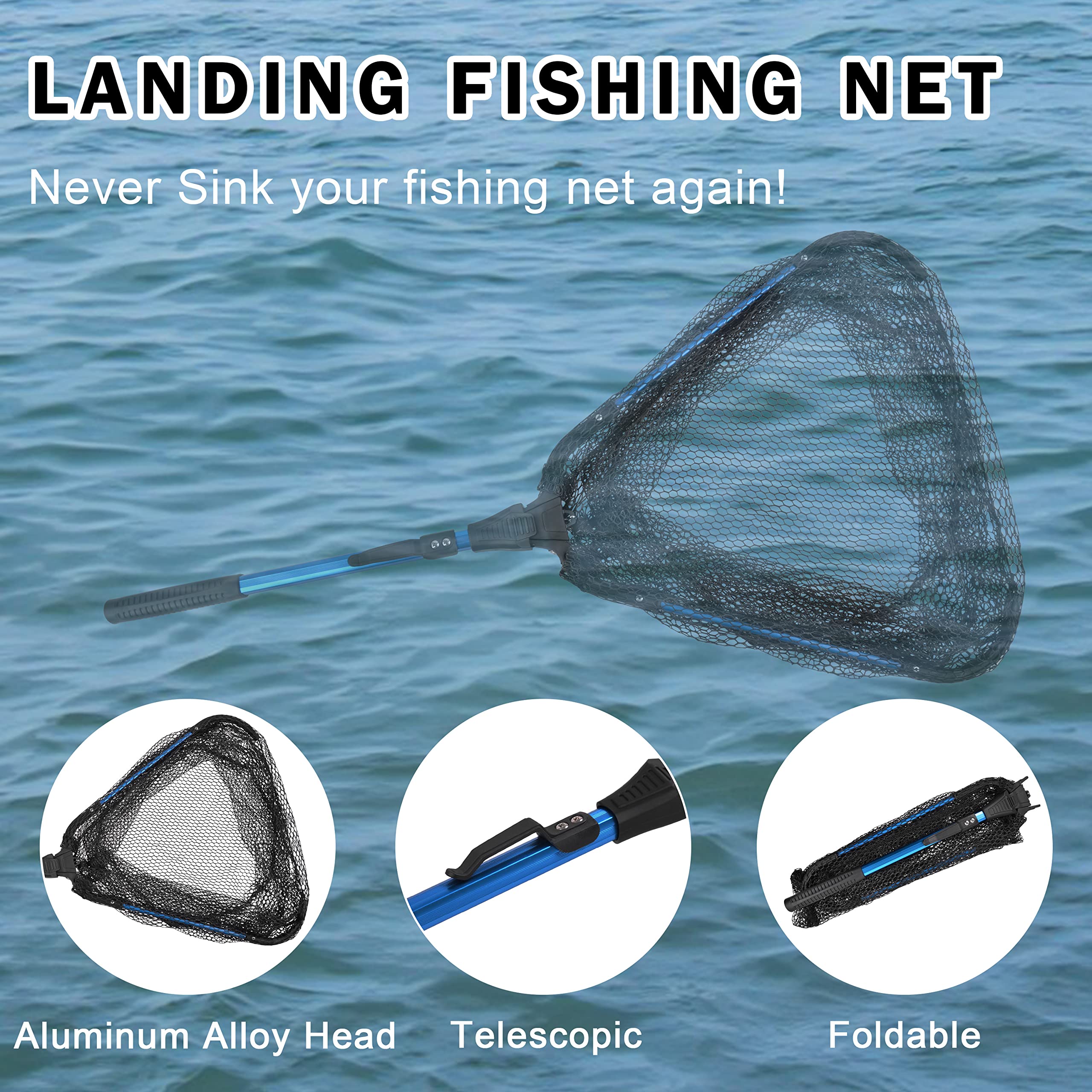 amazon collapsible fishing net Amazon.com : Fishing Landing Net with Telescoping Pole Long Handle Foldable  Collapsible Rubber Floating Fishing Net Telescopic Extendable Fishing Net  for Kayak Saltwater Freshwater Fishing (Blue, Single) : Sports & Outdoors