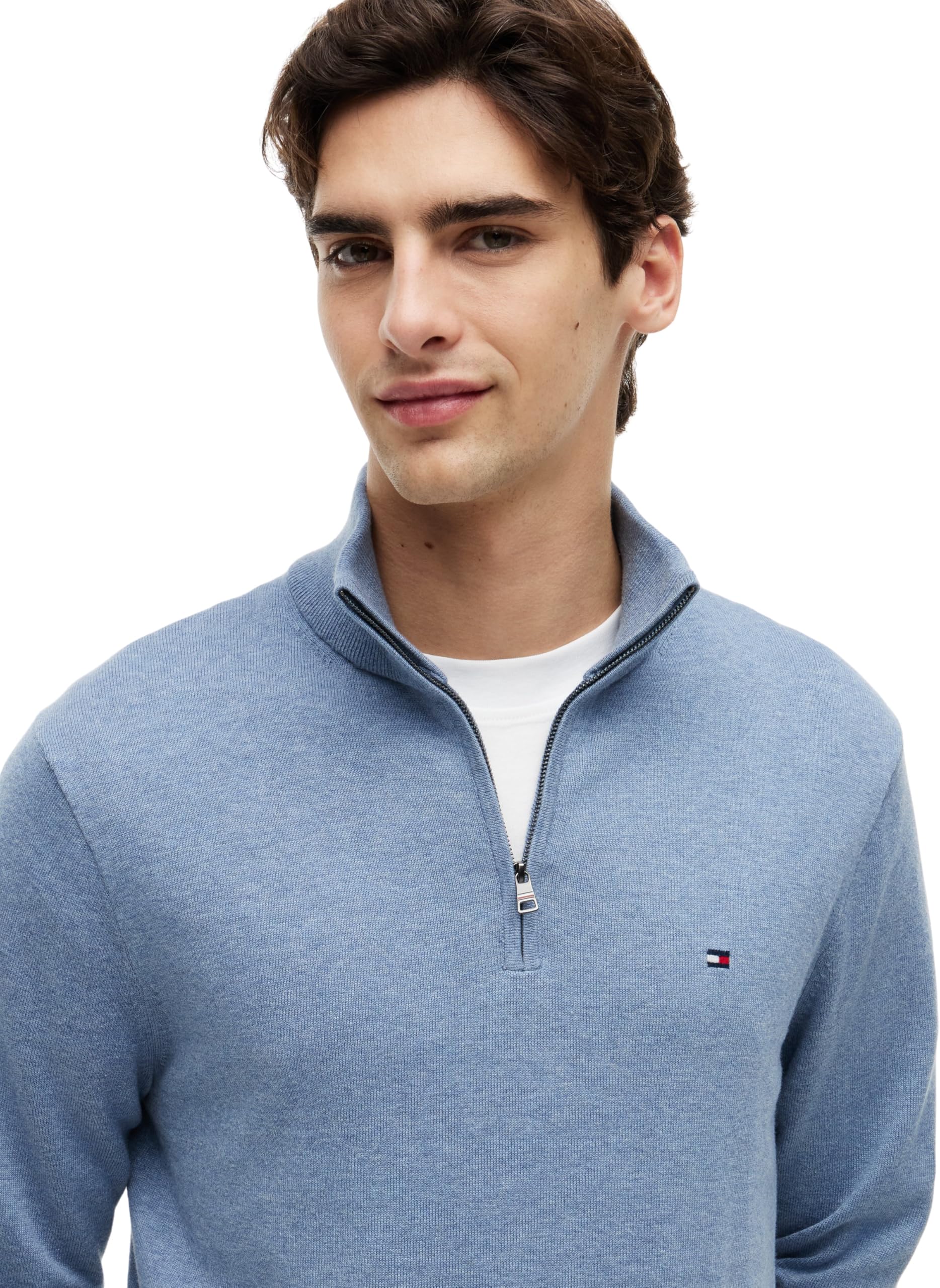 Tommy Hilfiger Herren Pullover mit Reißverschluss Mock Neck Halbzip