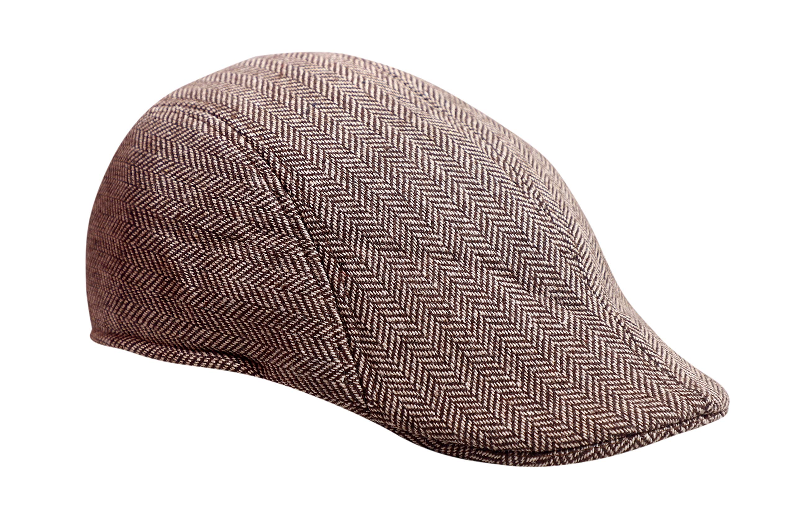 R&DR&D Unisex Autumn Checkered Vintage Herringbone Flat Cap/Boy or Male Durable Sports Peaked Riding Hat/Beret Country Golf Hats Caps (Brown)