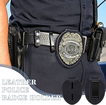 Amazon | ネックチェーン 警察バッジホルダー ブラックレザー