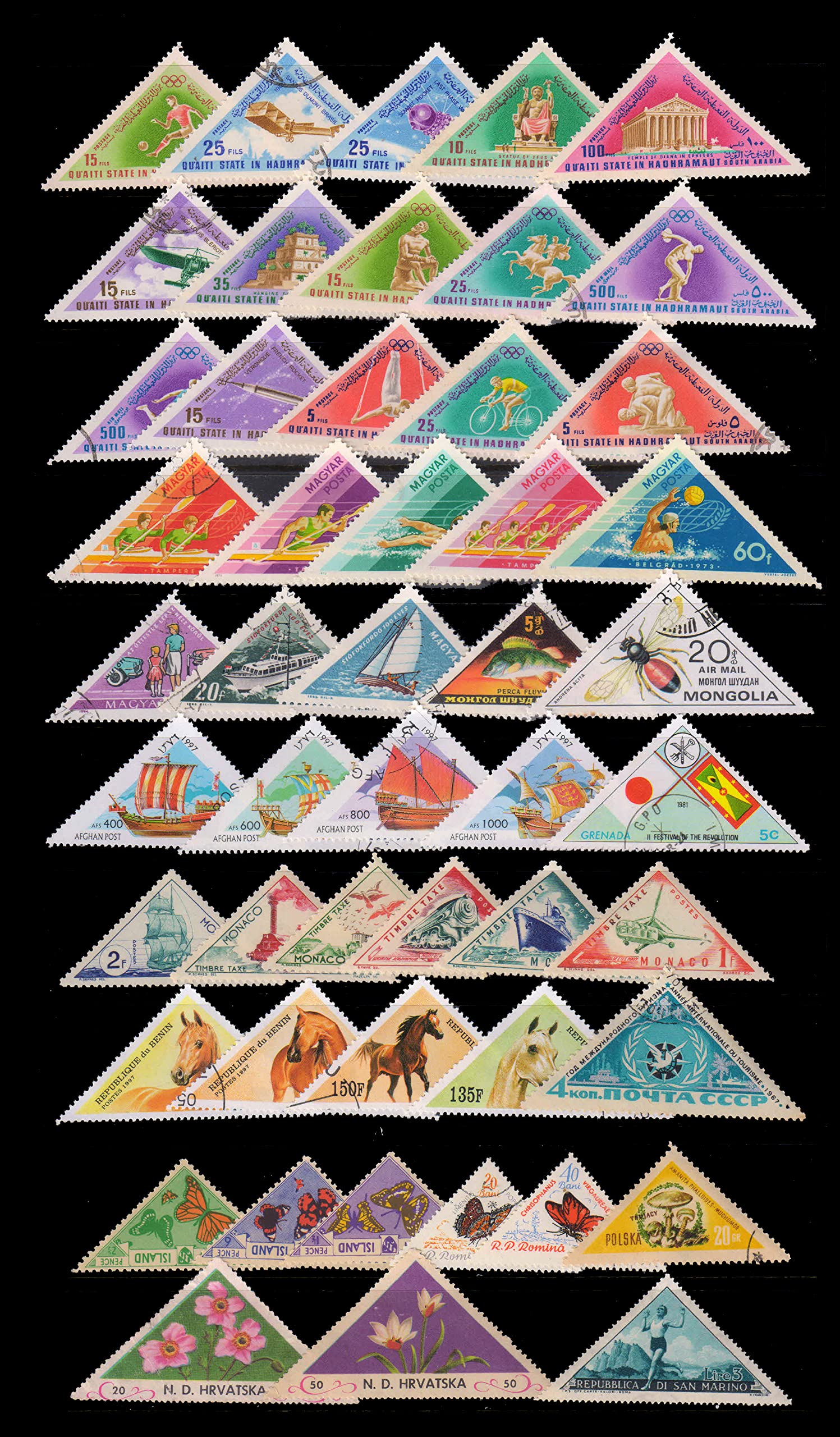 Buy Stampex ISC~ Triangular Stamps - 50 Different Stamps from Worldwide