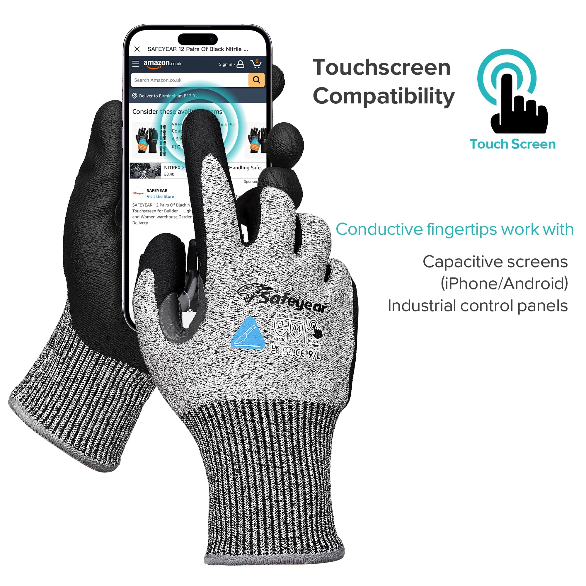 Safeyer clase 5 guantes de trabajo a prueba de Corte para hombres y mujeres, guantes de Seguridad antideslizantes para adultos, guantes de maquinaria pesada blid, granja forestal, construcción