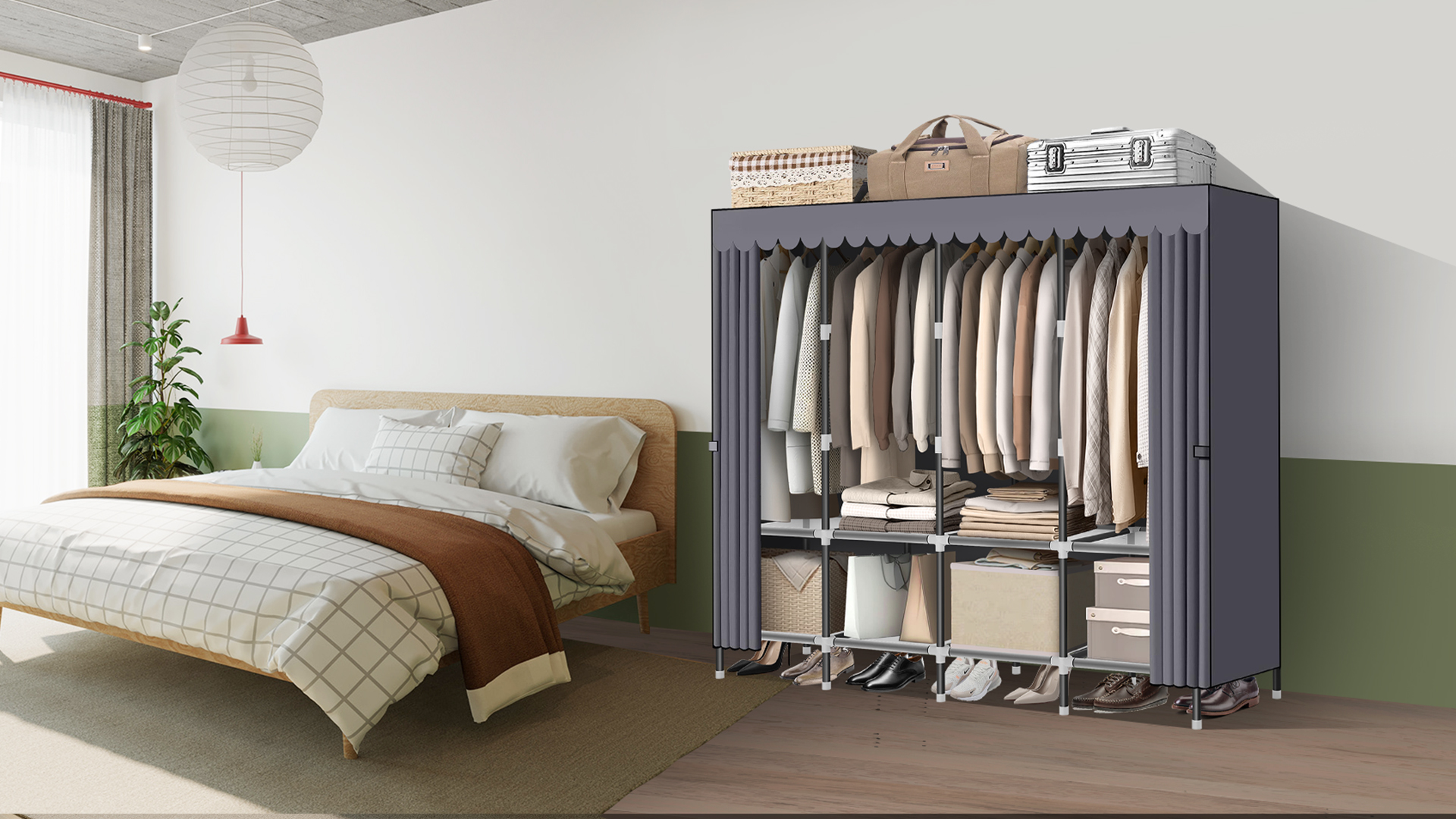 Amazon.com: LOKEME Wardrobe Closet，Grey Portable Closet with