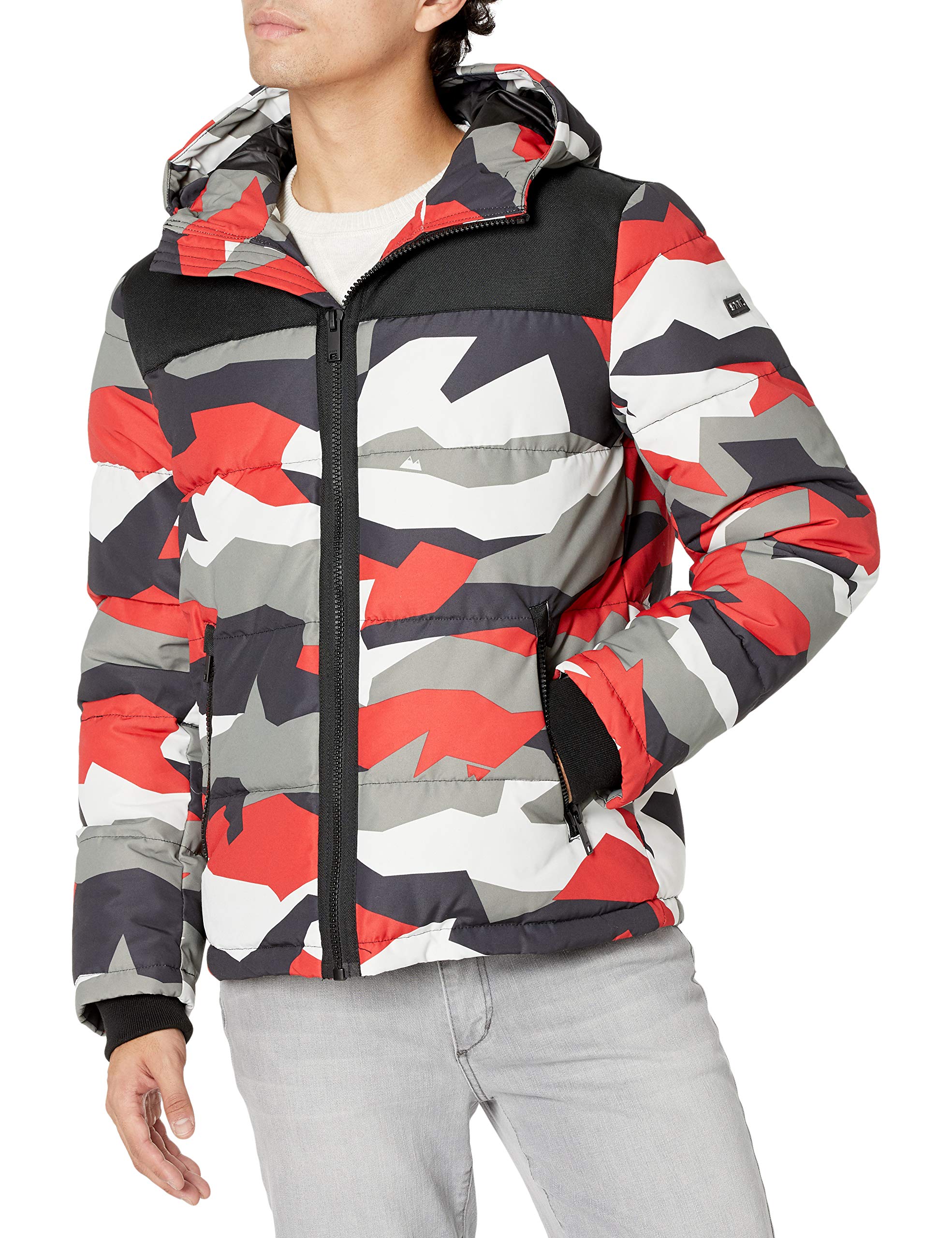 DKNY Mens Mixed Media Quilted Puffer Jacket