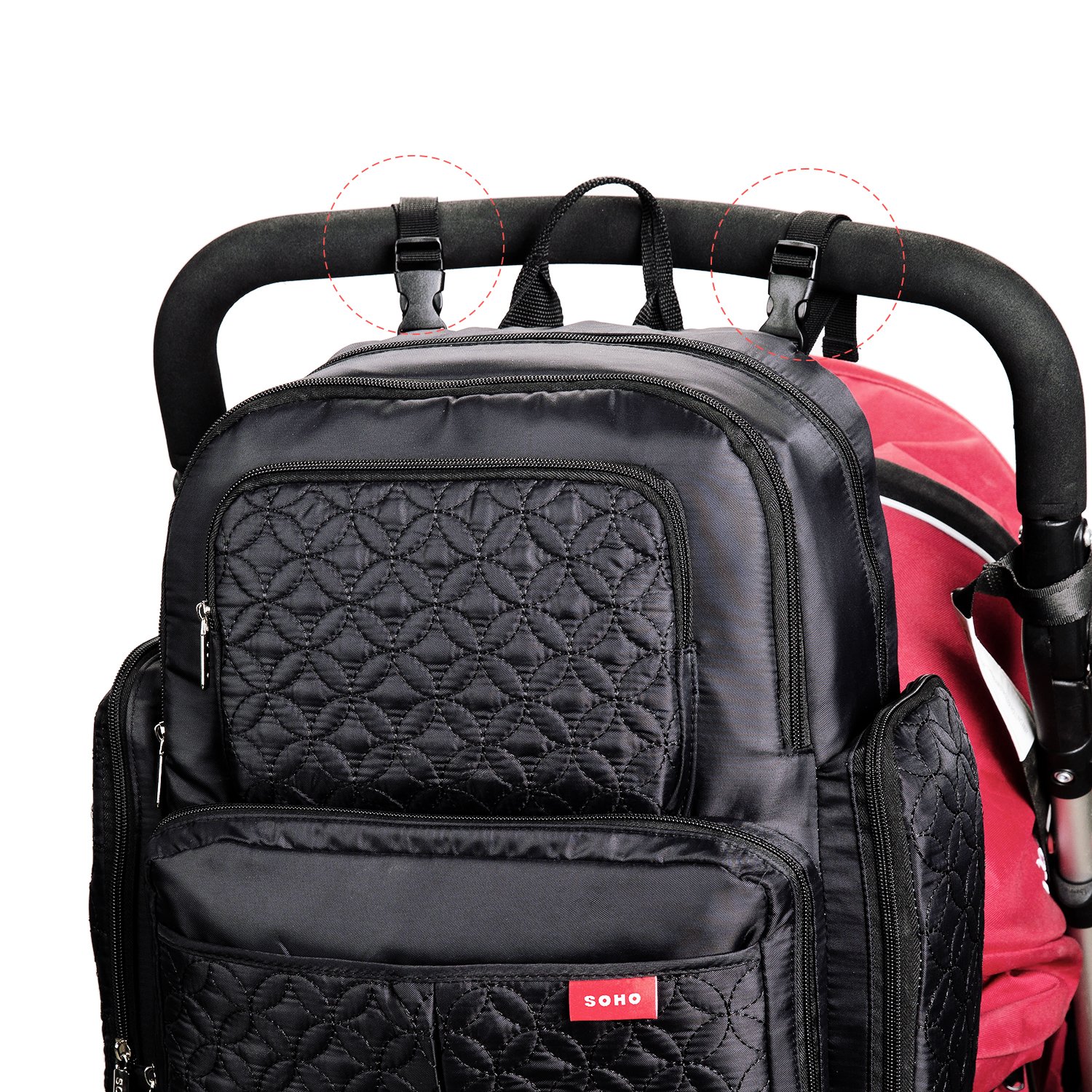 SoHo Manhattan Diaper Backpack Bag 5pc, Black