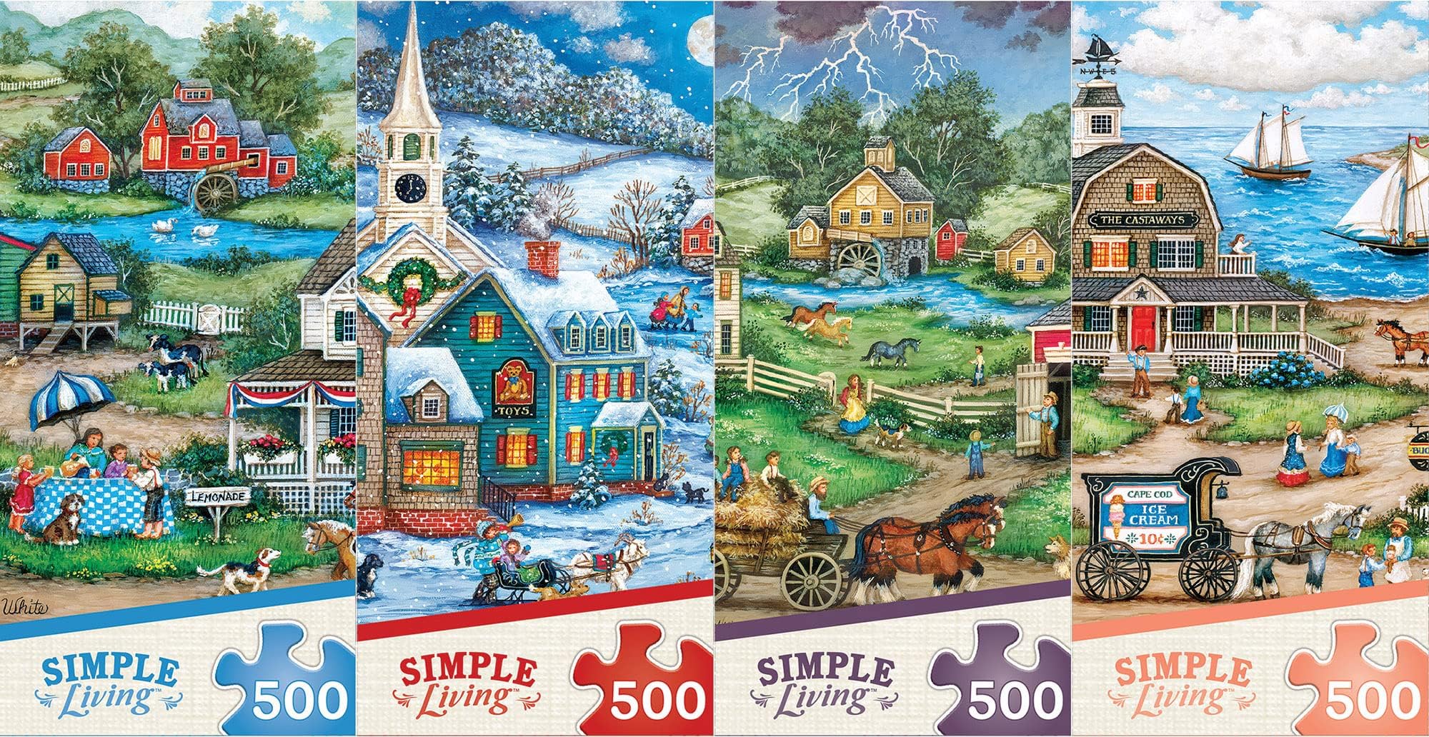 Masterpieces4 Pack Assortment - Simple Living Puzzles (4-500 Piece)