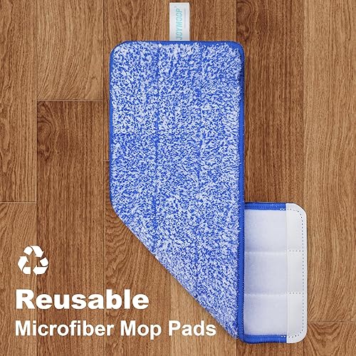 Miniatura 10 de JOYMOOP Sistema de trapeador plano y cubo de microfibra, trapeadores para limpieza de suelos y limpiador de paredes, madera dura, azulejos, Negro,