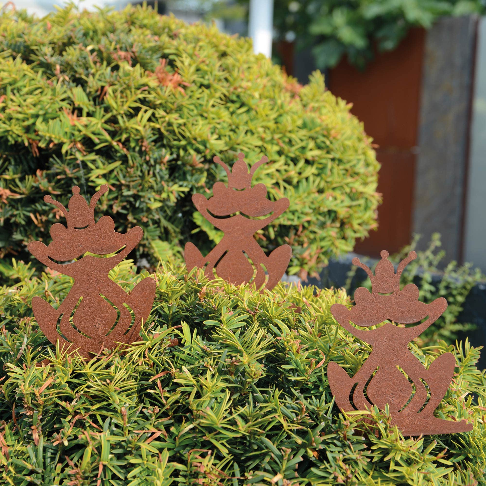 Set 3 Decorazioni Da Giardino Riccio In Metallo Effetto Ruggine - Per Aiuole, Vasi E Terrazzi | Resistente Alle Intemperie - Foto 12