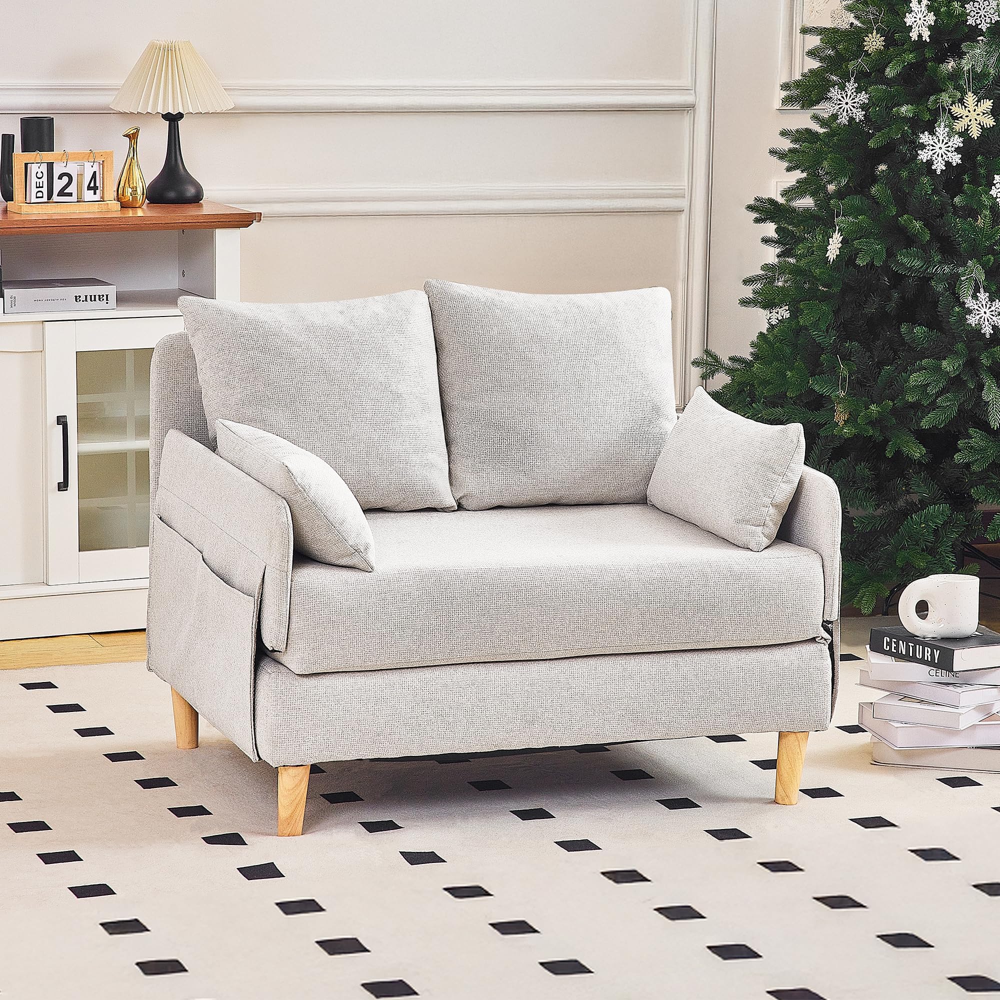 Redlife Cama Convertible,Sofa Cama 2 plazas con 2 Almohadas, Sofa Modular,sofá Cama Plegable de pequeño Espacio, Mueble Cama Plegable