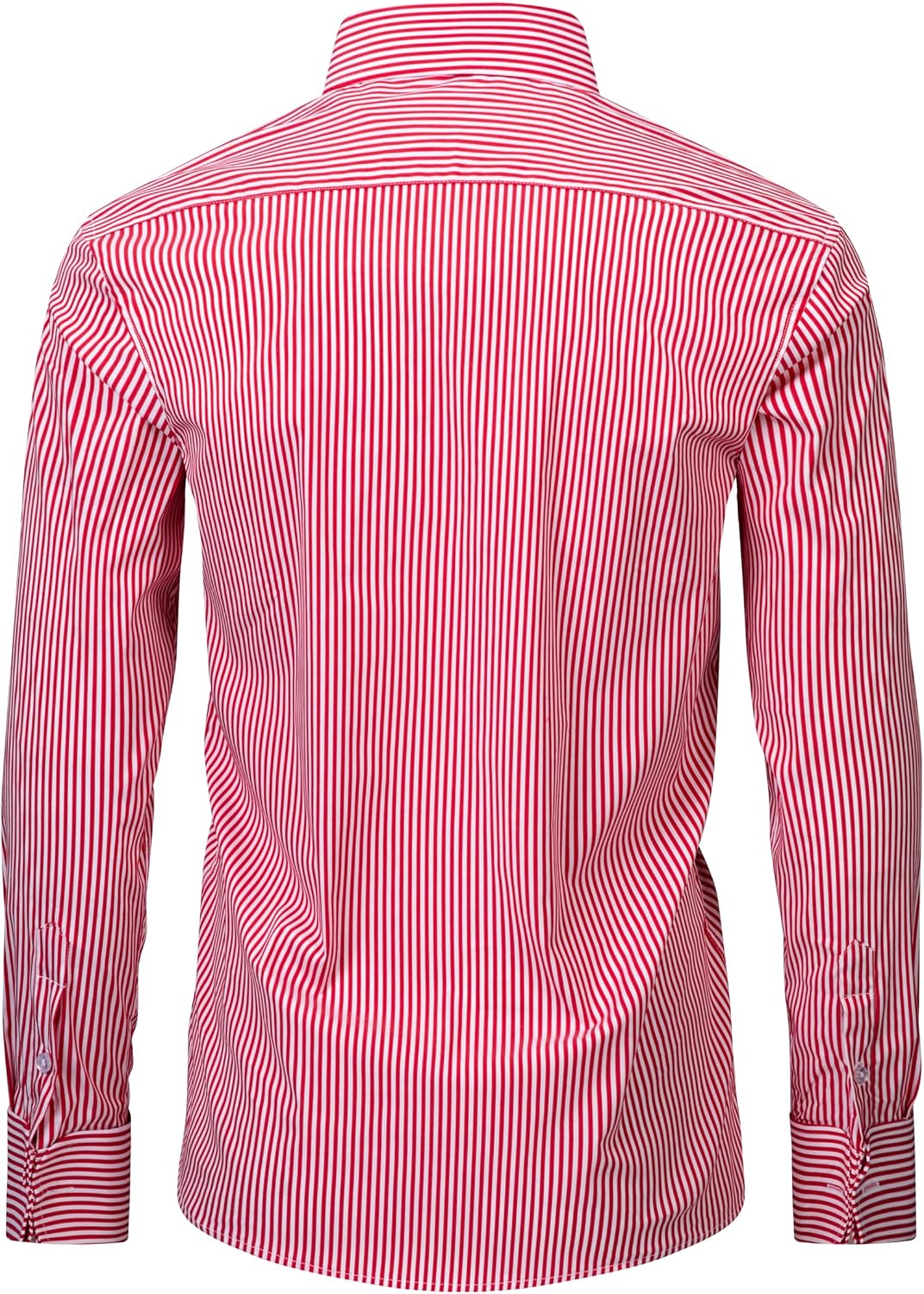 Men’s Stretch Stripe Dress Shirt–Windsor Collar French Cuffs Removable Collar Stays Office & Formal Long Sleeve Shirt