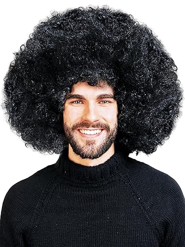 ALLAURA - Pelucas de cabello rizado tipo afro y de tamaño jumbo para mujeres negras, de color negro, pelo sintético largo y voluminoso, aspecto