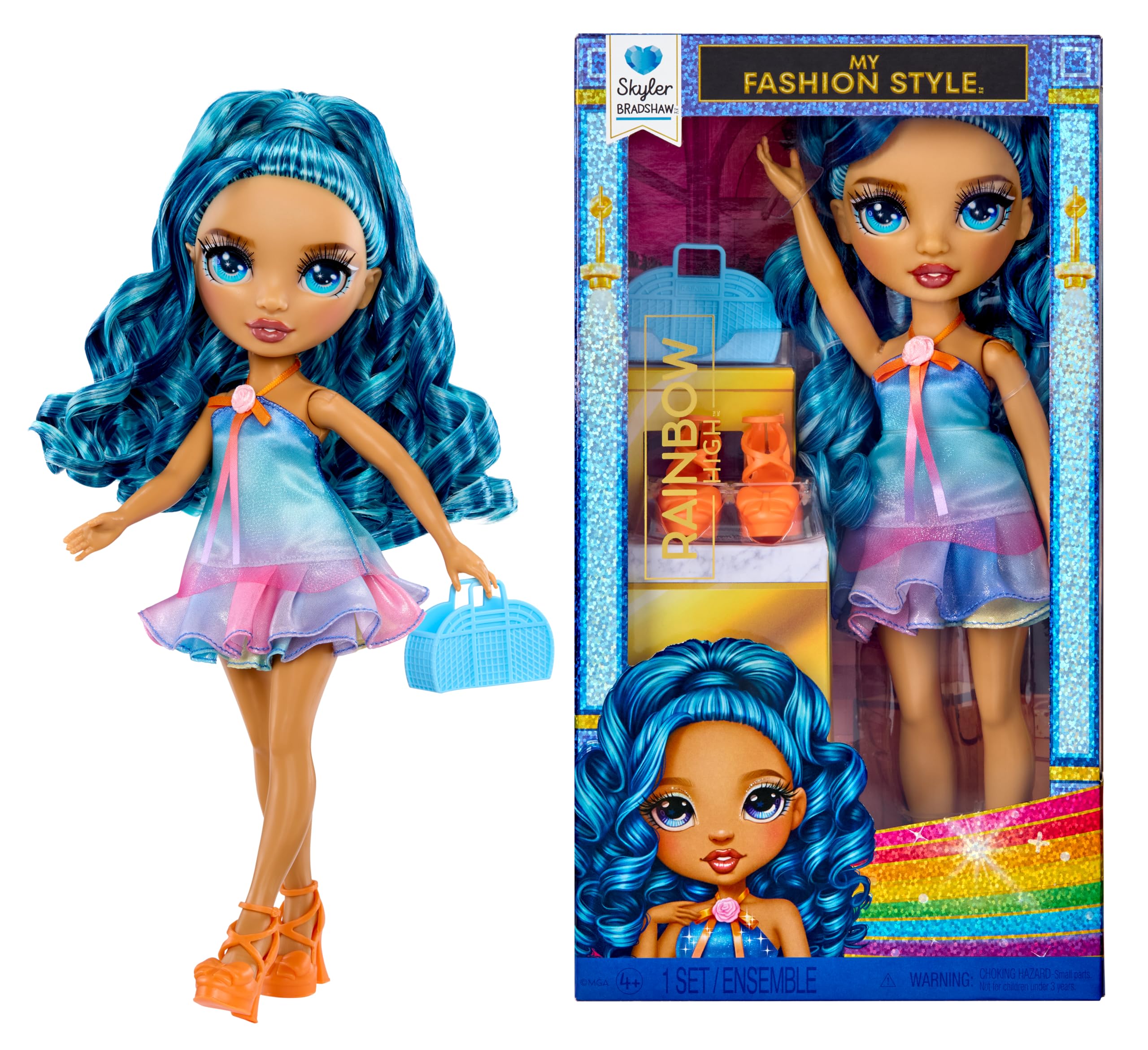 Photo 1 of Rainbow High My Fashion Style Skyler, Blue 11" Fashion Doll with Statement Outfit, Stylish Handbag, Great Toy Gift for Girls Kids Ages 4-12 Years