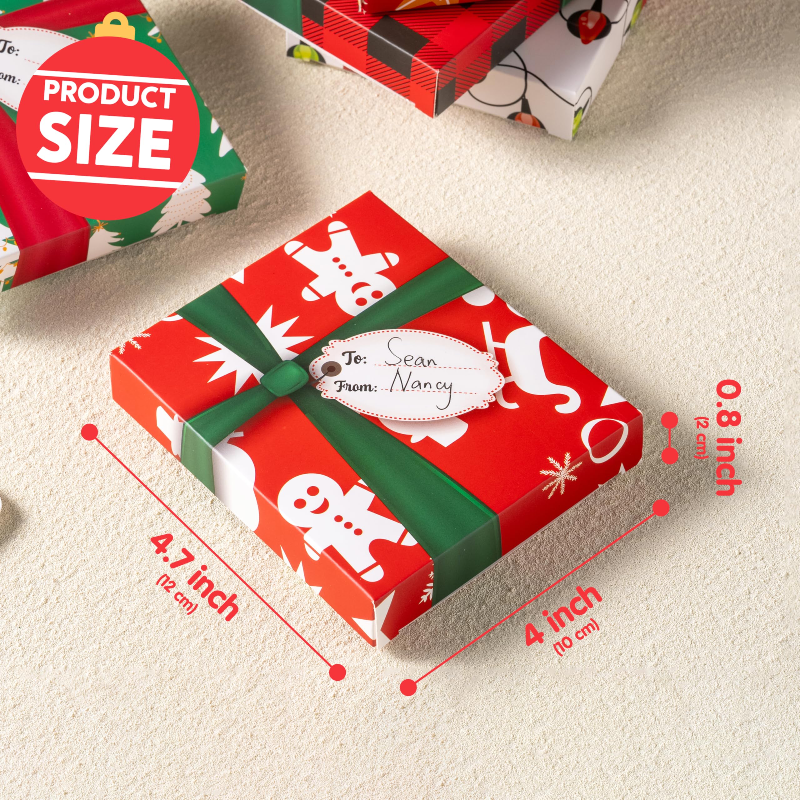 JOYIN 6 Stück Weihnachtskartenhalter Geschenkboxen, Geschenkkarten-Boxen mit Schleifen und Etiketten, für Urlaub, Geldhalter, Geschenkboxen, Weihnachts-Süßigkeiten-Geschenkpapier, Geschenk extra