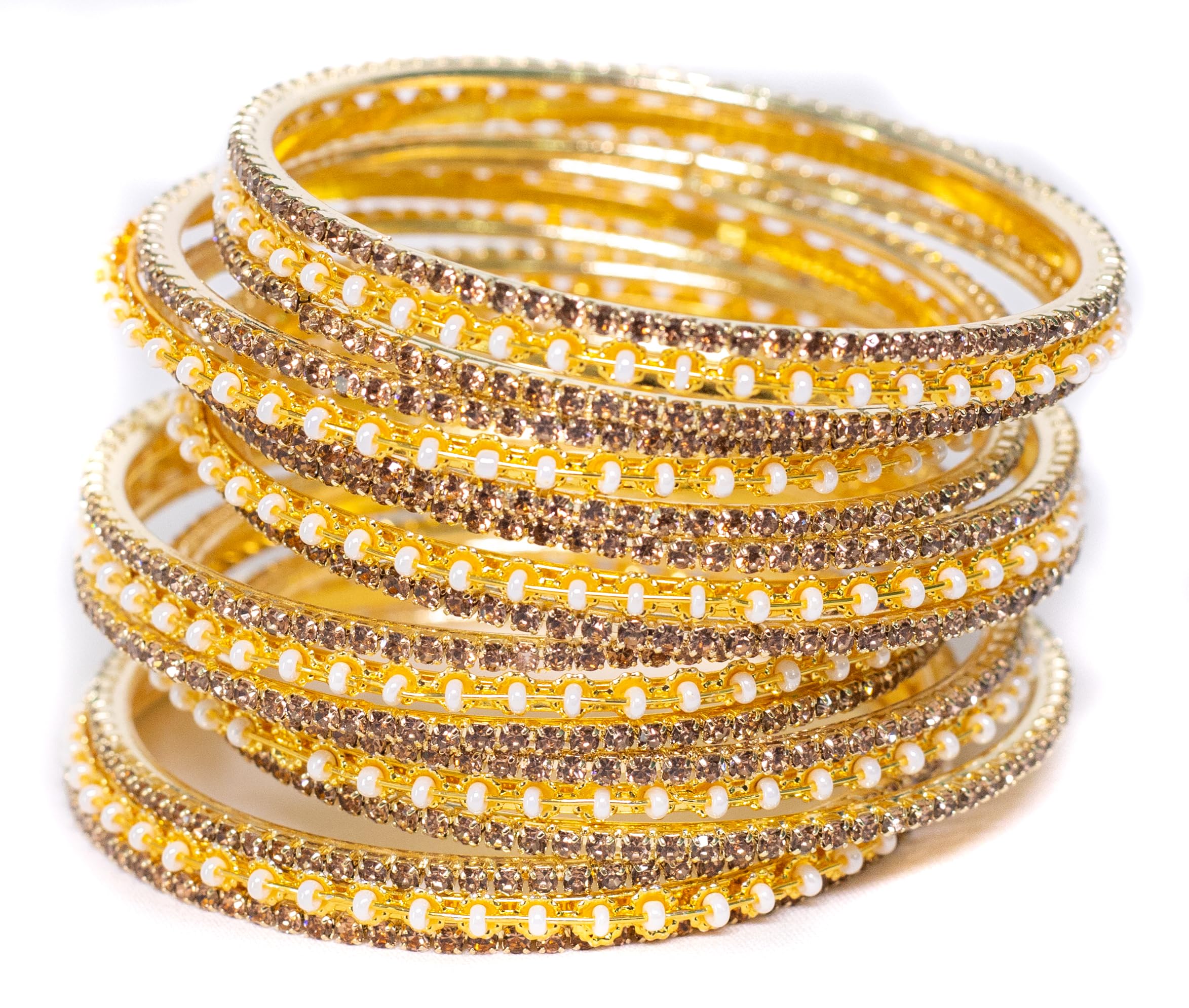 Non-Precious Metal Bangles Set | Zircon & Pearl Studded Premium Traditional Bangle Set for Women & Girls | 12 Green Bangles and 6 Pearl Bangles-image-15