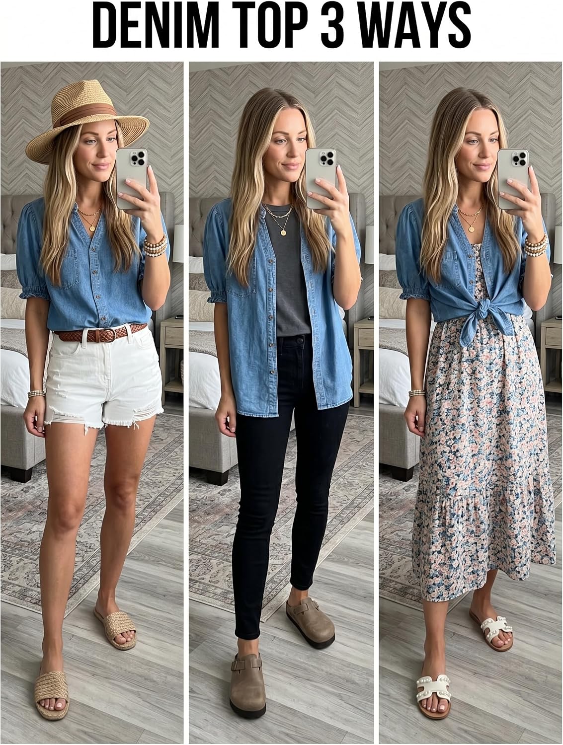 Dokotoo Women Denim Shirt Button Down Casual Short Sleeve V Neck Blouse Summer Tops