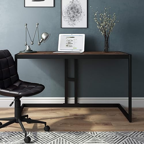Miniatura 98 de SIMPLIHOME Erina Desk - Escritorio de madera maciza de acacia y metal de 60 pulgadas de ancho en color marrón carbón envejecido, mesa industrial