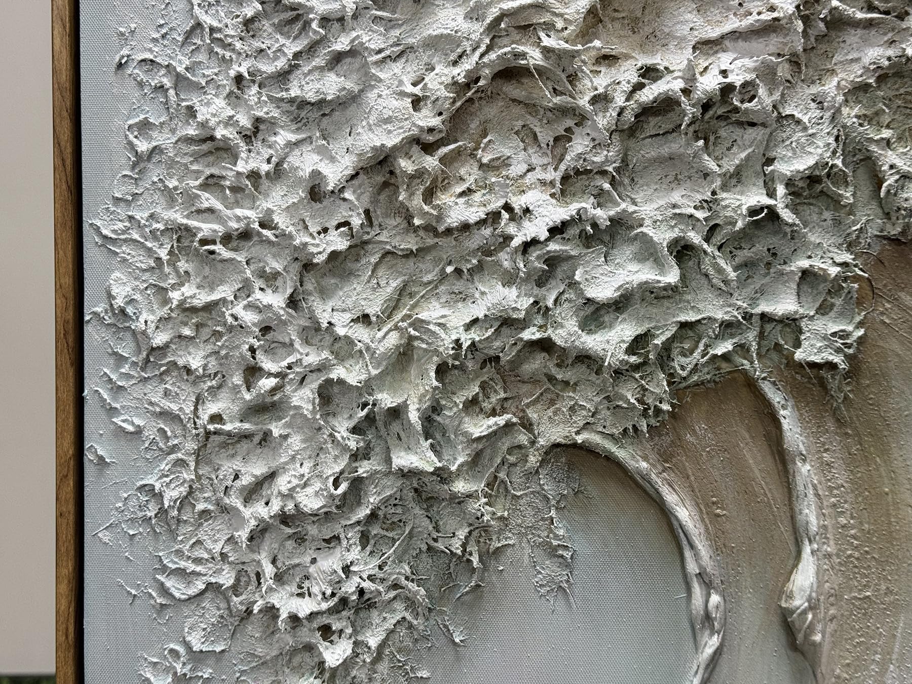 Lienzo de pared con textura 3D, 24 x 36 pulgadas, pintura al óleo pintada a mano con marco de madera, decoración abstracta moderna del océano 2