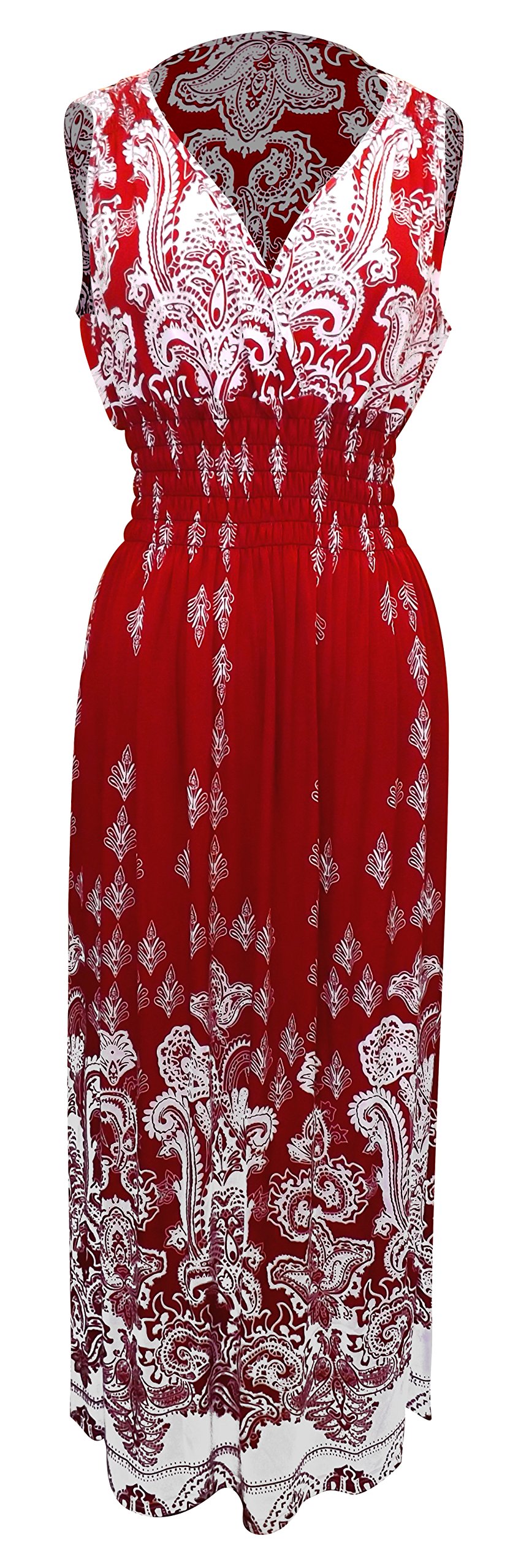 Paisley Bordered Bohemian Print Maxi Dress with Surplice Neckline