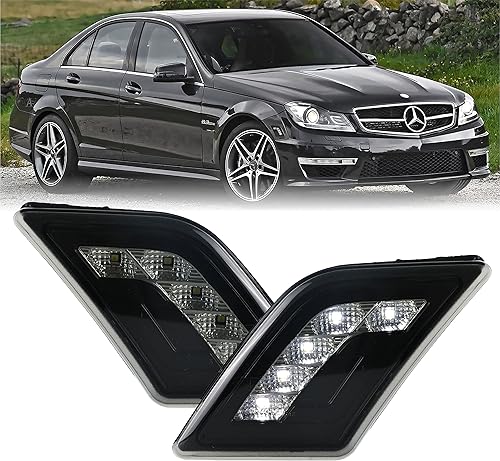 USR DEPO 08-11 W204 Clase C - Juego de luces LED blancas para parachoques laterales (izquierda + derecha) compatible con Mercedes Benz W204 2008-2011