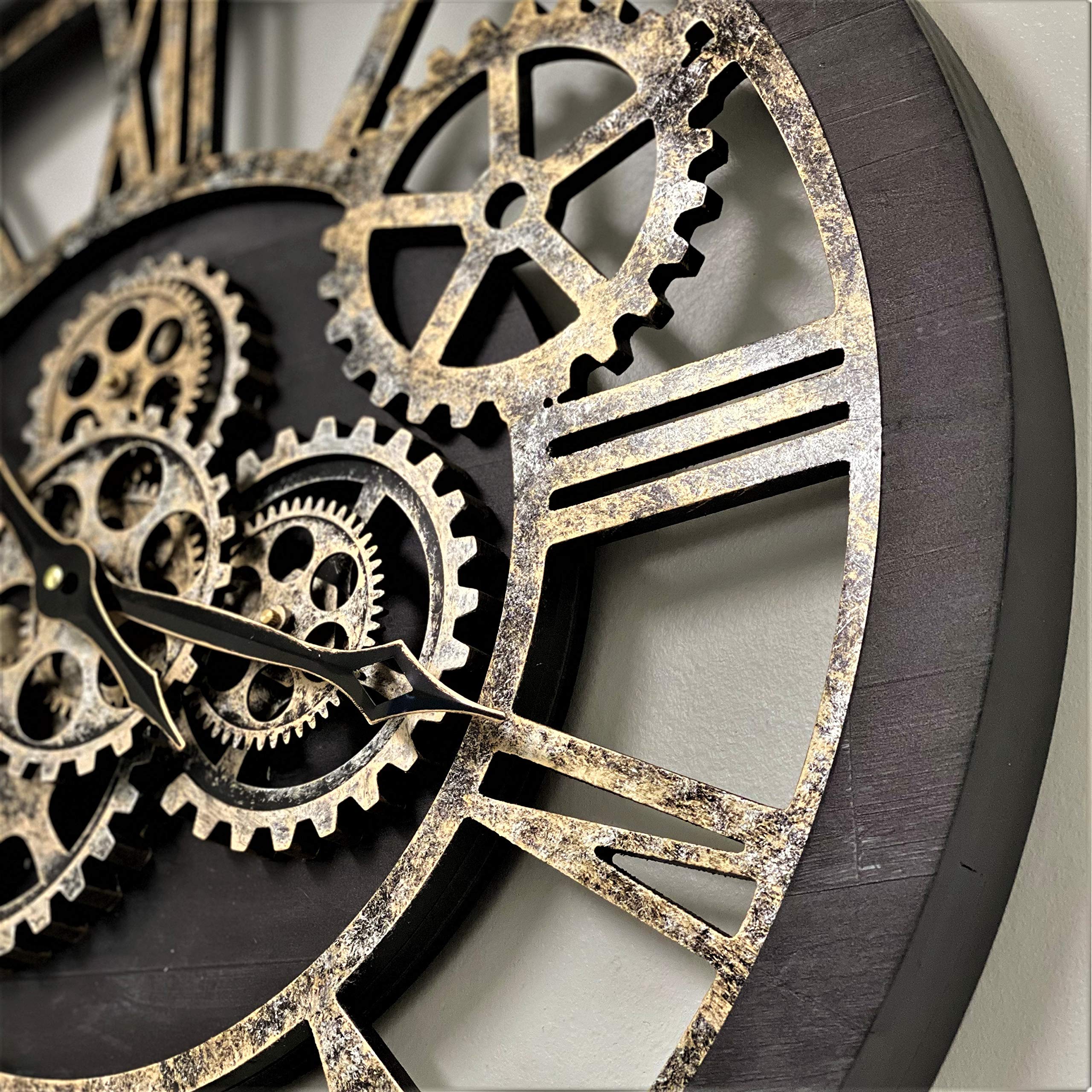 ImprovingLife 24'' Inch Real Moving Gear Wall Clock Vintage Industrial ...