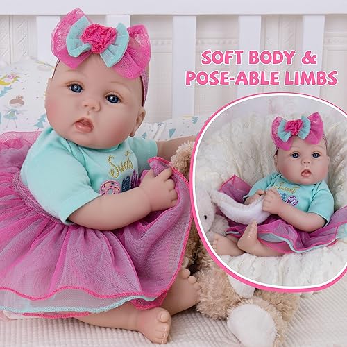 Miniatura 87 de Milidool Muñecas de bebé Reborn realistas, muñeca de bebé de silicona realista de 22 pulgadas, cuerpo suave, muñeca recién nacida con accesorios