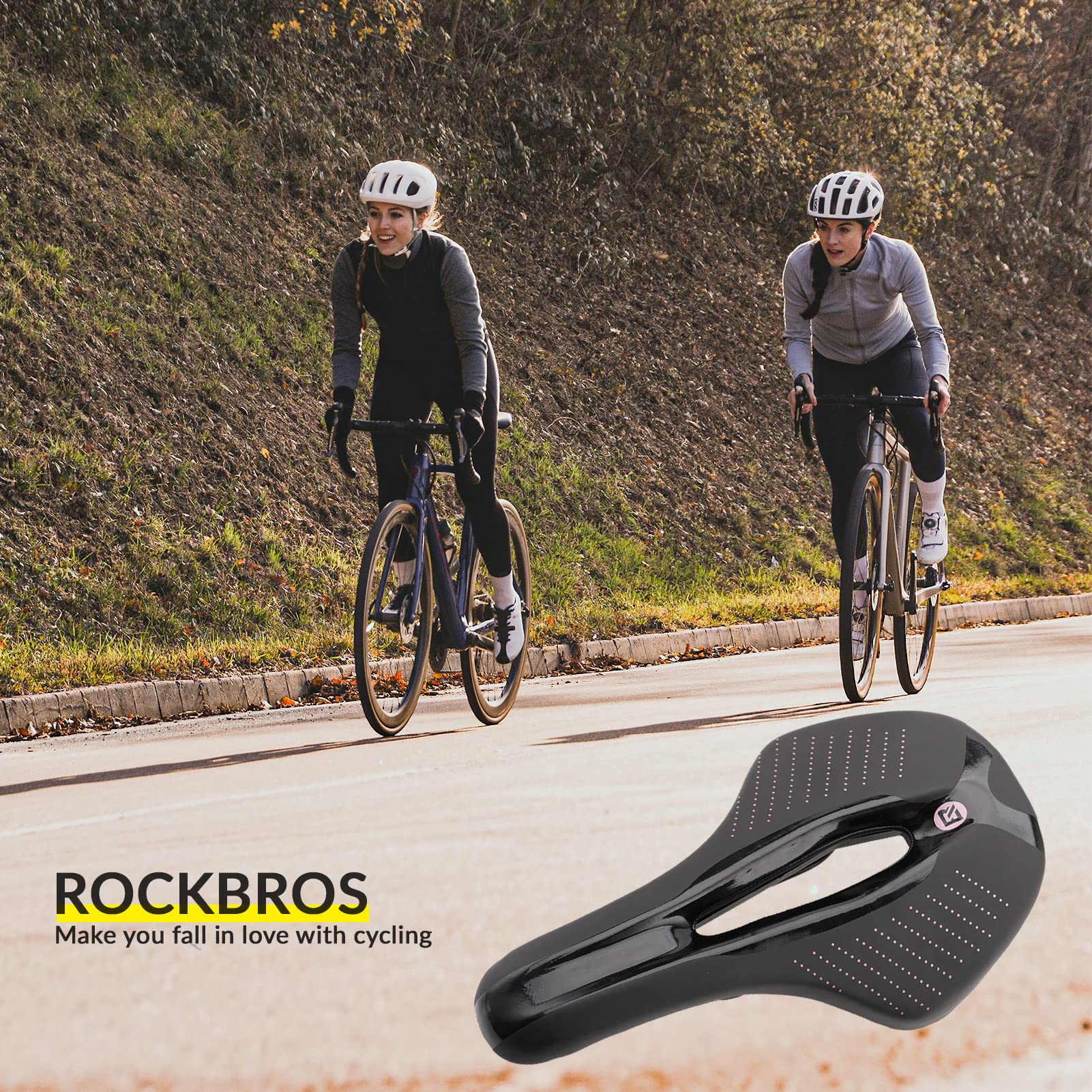 ROCKBROS Siodełko Rowerowe Ergonomiczne Amortyzujące Wstrząsy MTB Wygodne dla Mężczyzn Kobiet, kompatybilne z rowerami MTB, szosowymi, składanymi i elektrycznymi