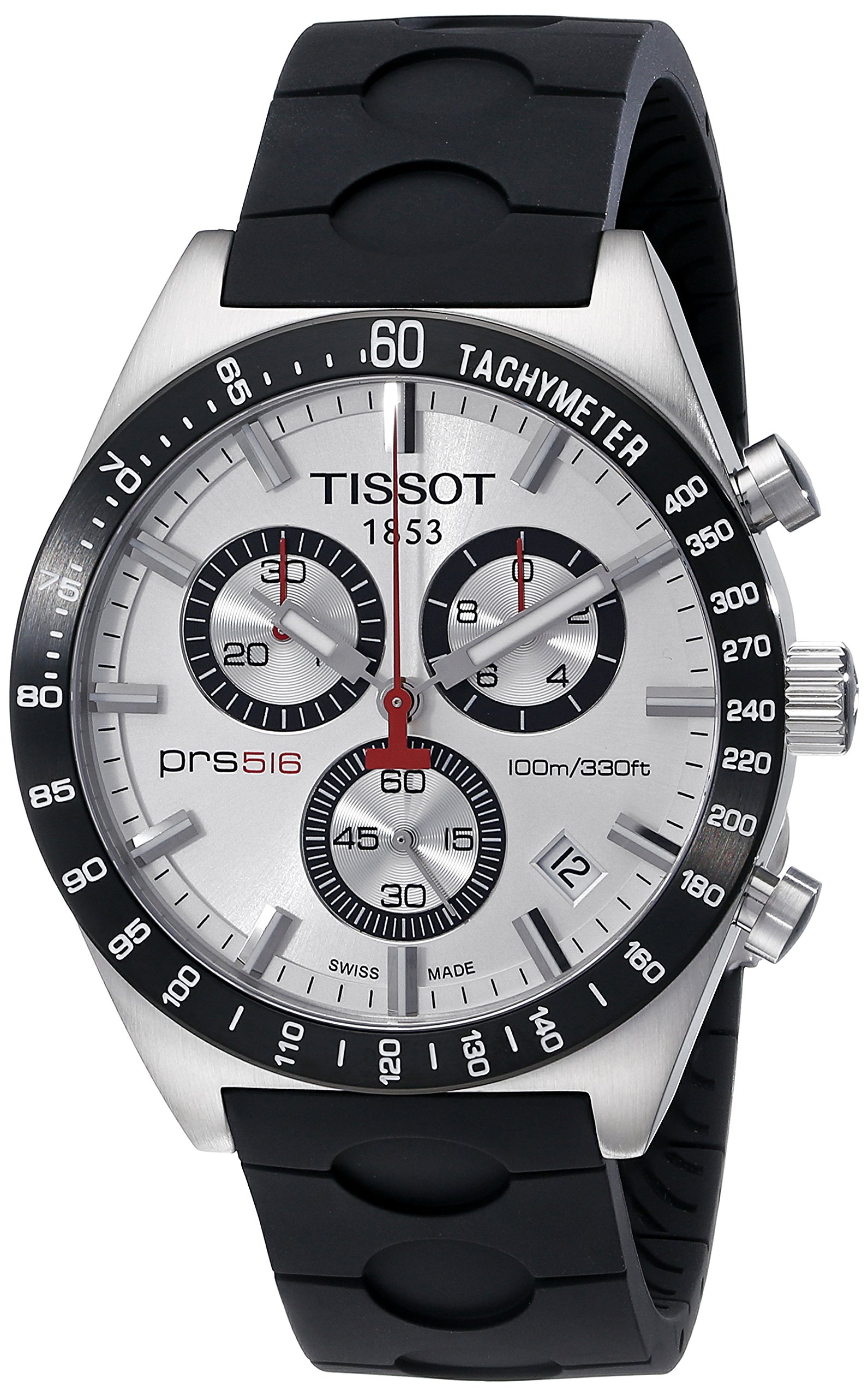 Tissot Men's T0444172703100 PRS 516 Silver-Tone Chronograph Dial Watch With  Black Rubber Band - Buy Online - 1320523