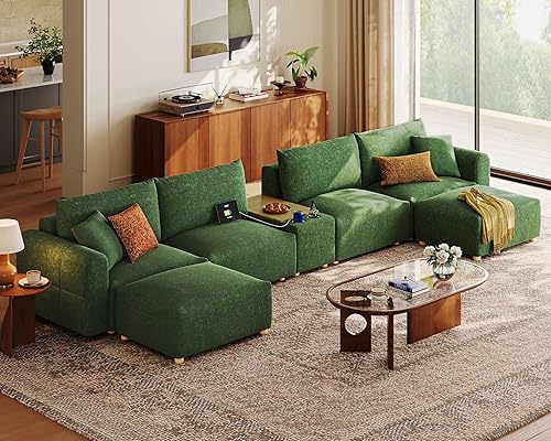 Miniatura 31 de LINSY HOME - Sofá seccional modular de gran tamaño, sofá en forma de L de 128" de ultra suave nube con asientos grandes y otomana removible, sofá