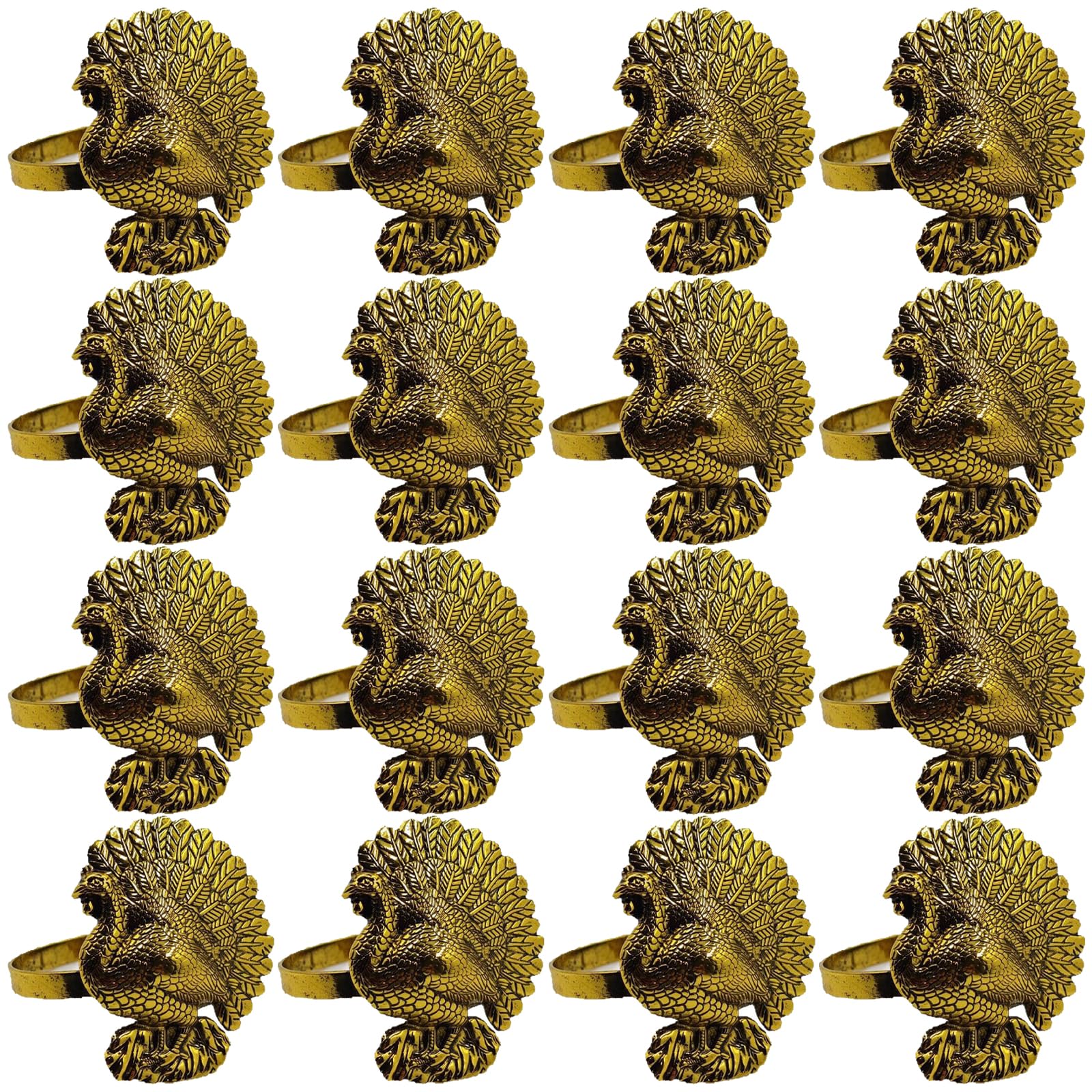 Kalttoy Of 12 Metal Thanksgiving Turkey Napkins Holders for Holiday Dinner Table Decorations and House Styling Accessories Thanksgiving Dinner Party Supplies