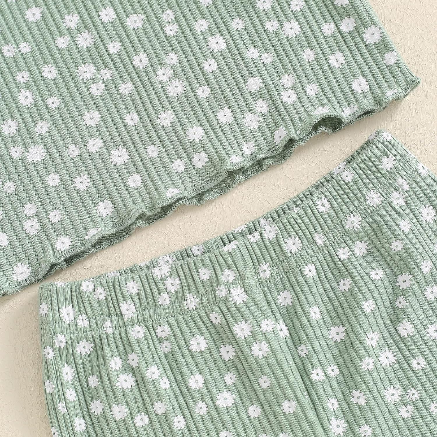 FOCUSNORM Toddler Baby Girl Outfits Ruffle Long Sleeve Striped Trim Tops + Flare Pants Set Toddler 2Pcs Fall Winter Clothes - Image 7