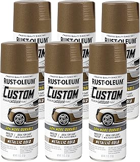 Rust-Oleum 323352-6PK Automotive Custom Lacquer Spray Paint, 11 oz, Metallic Gold, 6 Pack