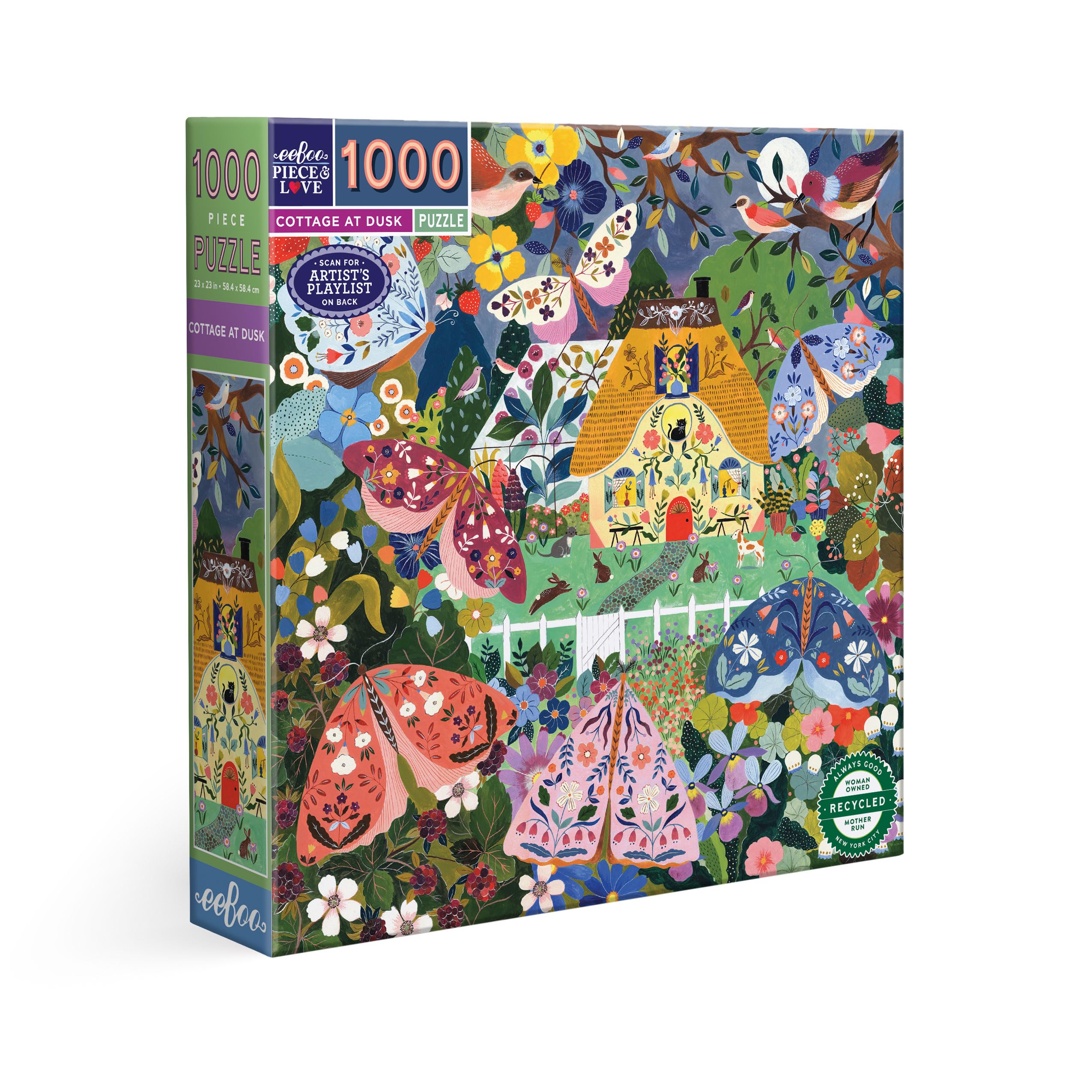 Amazon.com: eeBoo 1000 Piece Puzzle - Cottage at Dusk Jigsaw