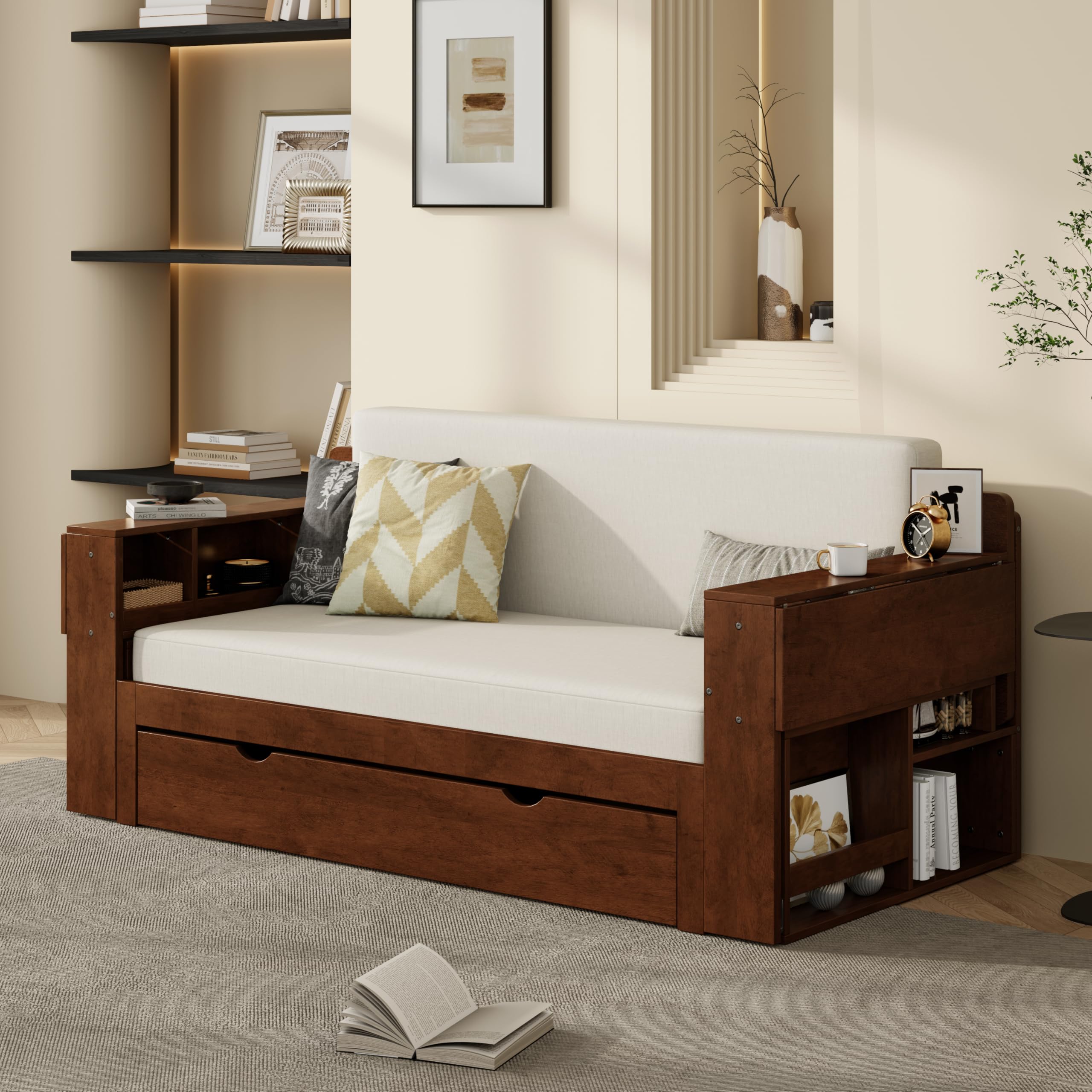 Amazon.com: Merax Daybed with Removable Desk, Storage Drawers