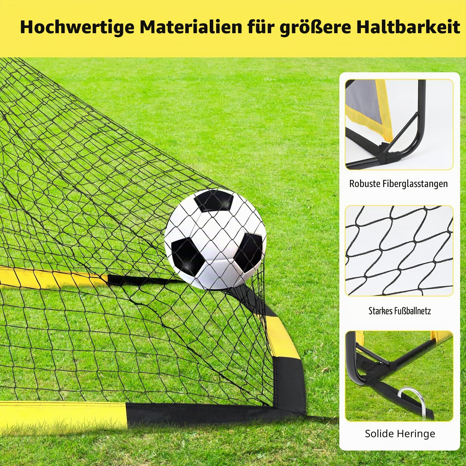 MoKo Fußballtore für den Garten, Großes Pop-up-Tornetz mit Zieltafel, Tragbare Fußballtrainingsausrüstung für Kinder zum Üben, Outdoor-Sportspiel