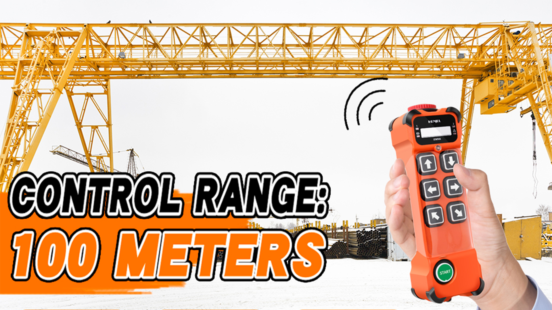 100 Meter Bereik VHF Draadloze Industriële Afstandsbediening - 4 Knoppen, 100 Meter Bereik, IP65 Hijskraan Bediening IP65