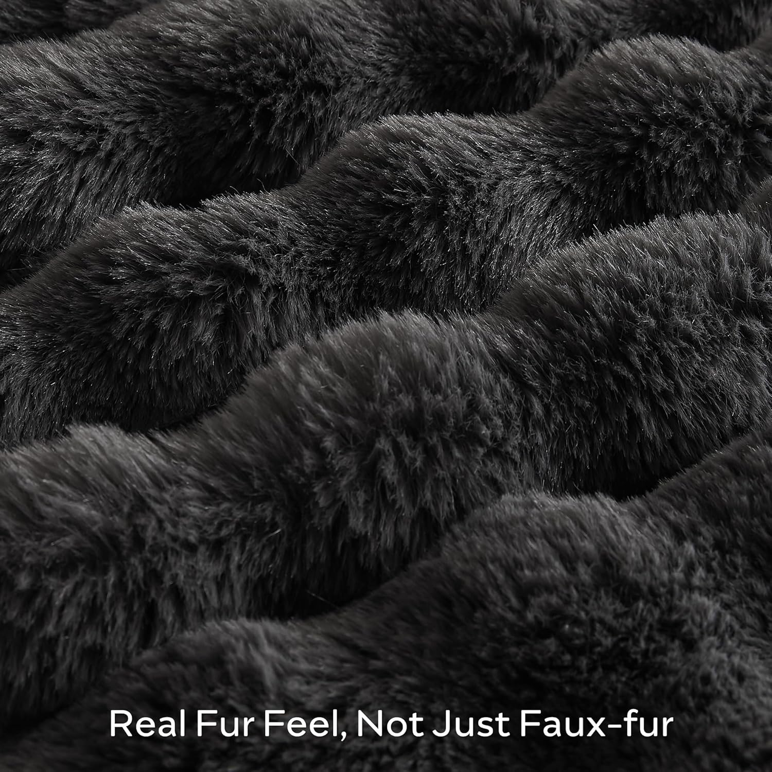 JELLYMONI Faux Fur Throw Blanket, Dark Grey Throw Blanket for Couch, Fuzzy Cozy Plush Bubble Bed Blanket, Thick and Warm Blanket, Throw (50" X 60") - Image 5