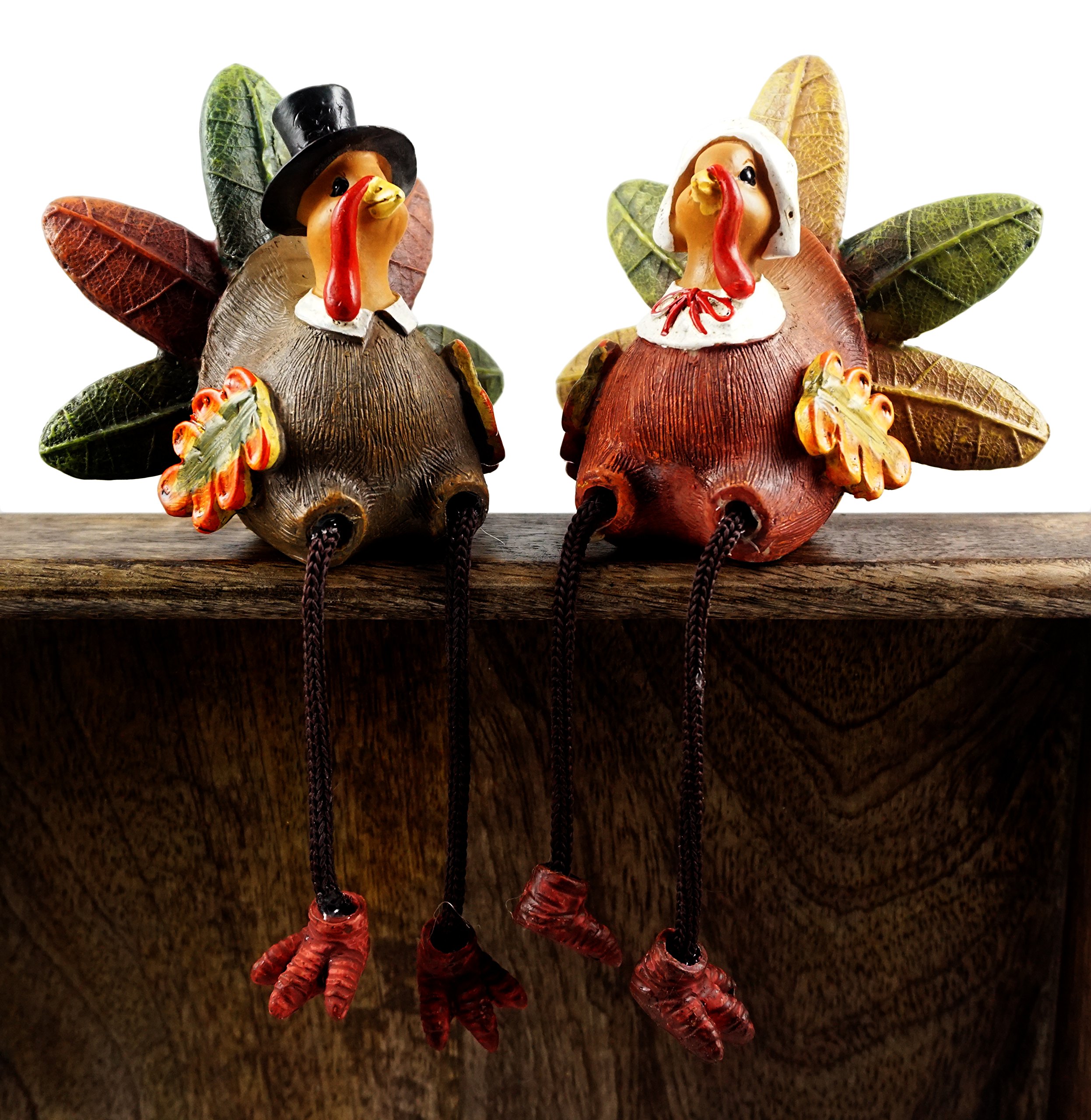 Gerson Pilgrim Turkey Couple Decorative Shelf Sitters - Set of 2