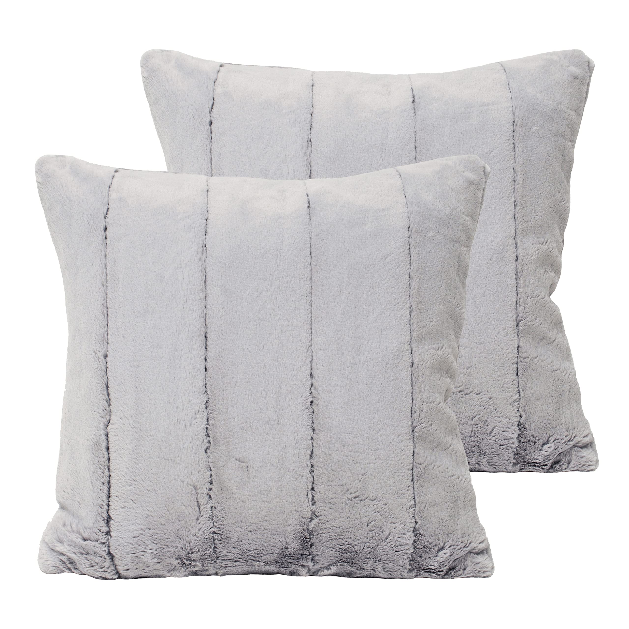 Paoletti Empress Twin Pack Feather Filled Cushions, Grey, 55 x 55cm