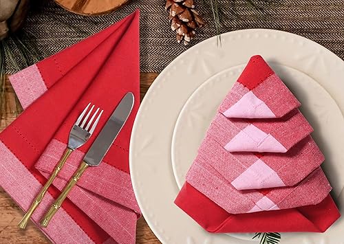 Miniatura 283 de Servilletas de lino y algodón de 18 x 18 pulgadas natural con vainica, servilletas de boda, servilletas de cóctel, servilletas de tela, servilletas