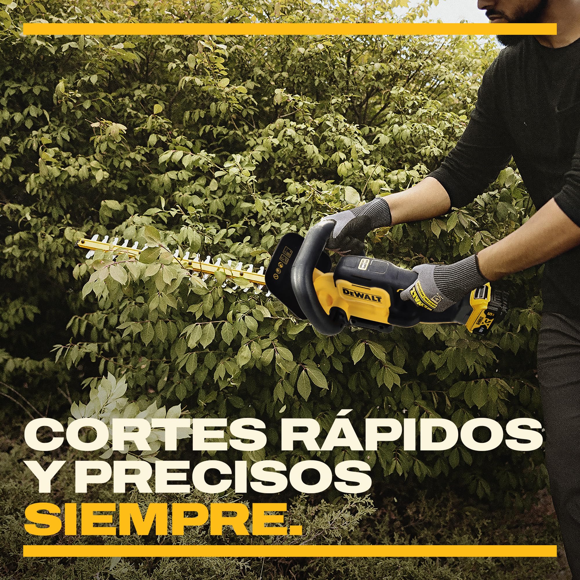 DEWALT Cortasetos 18V XR, diseñado para Cortes rápidos y precisos con su Robusta Cuchilla de 55 cm y Espacio de 19 mm, DCMHT562N-XJ.