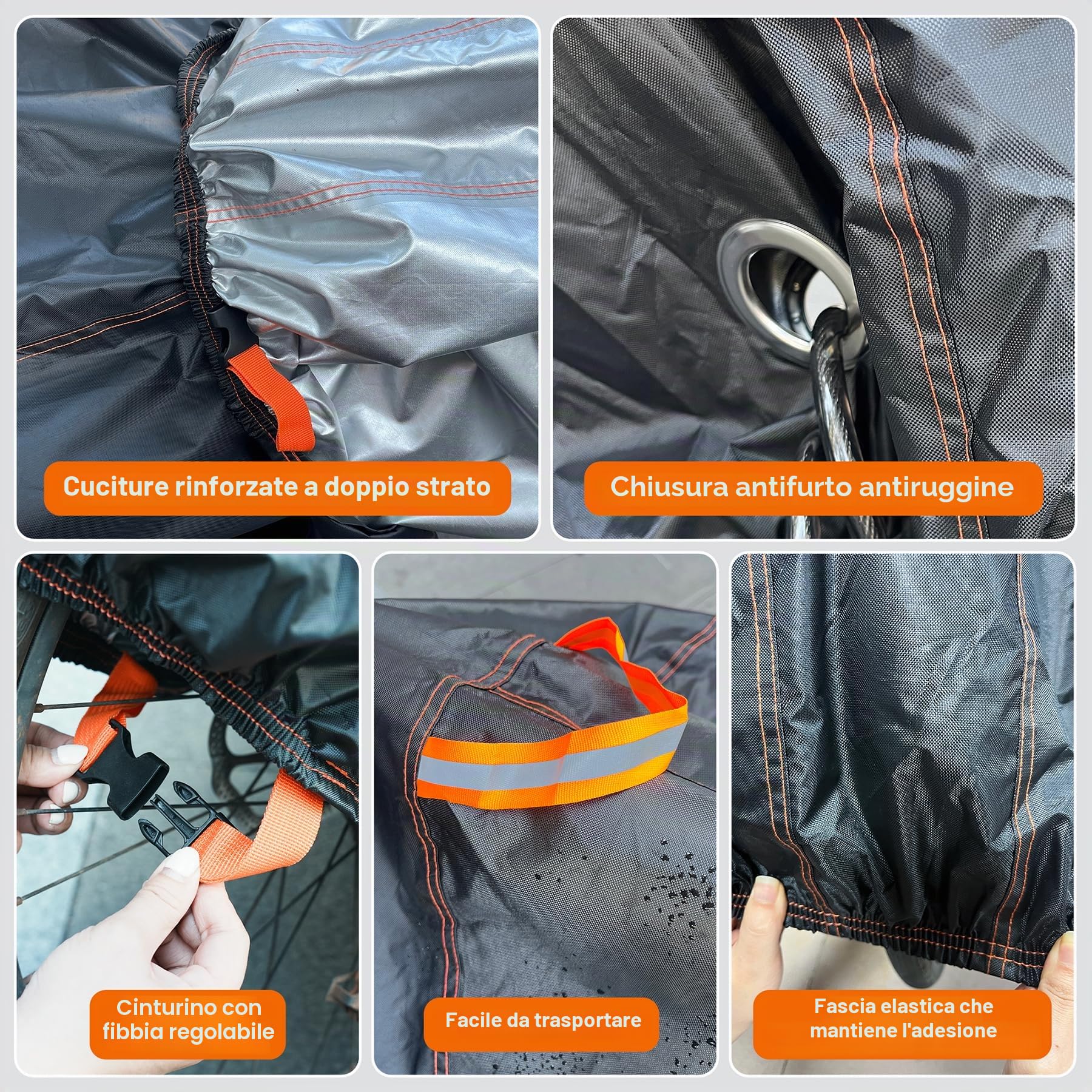 Telo Copri Bicicletta Da Esterno,500D Oxford Telo Copri Bicicletta Impermeabile,210x110x100cm,Copribici Telo Protettivo Antipioggia Con Fori Di Blocco e Custodi,Per Corsa/MTB/Elettrica/Moto