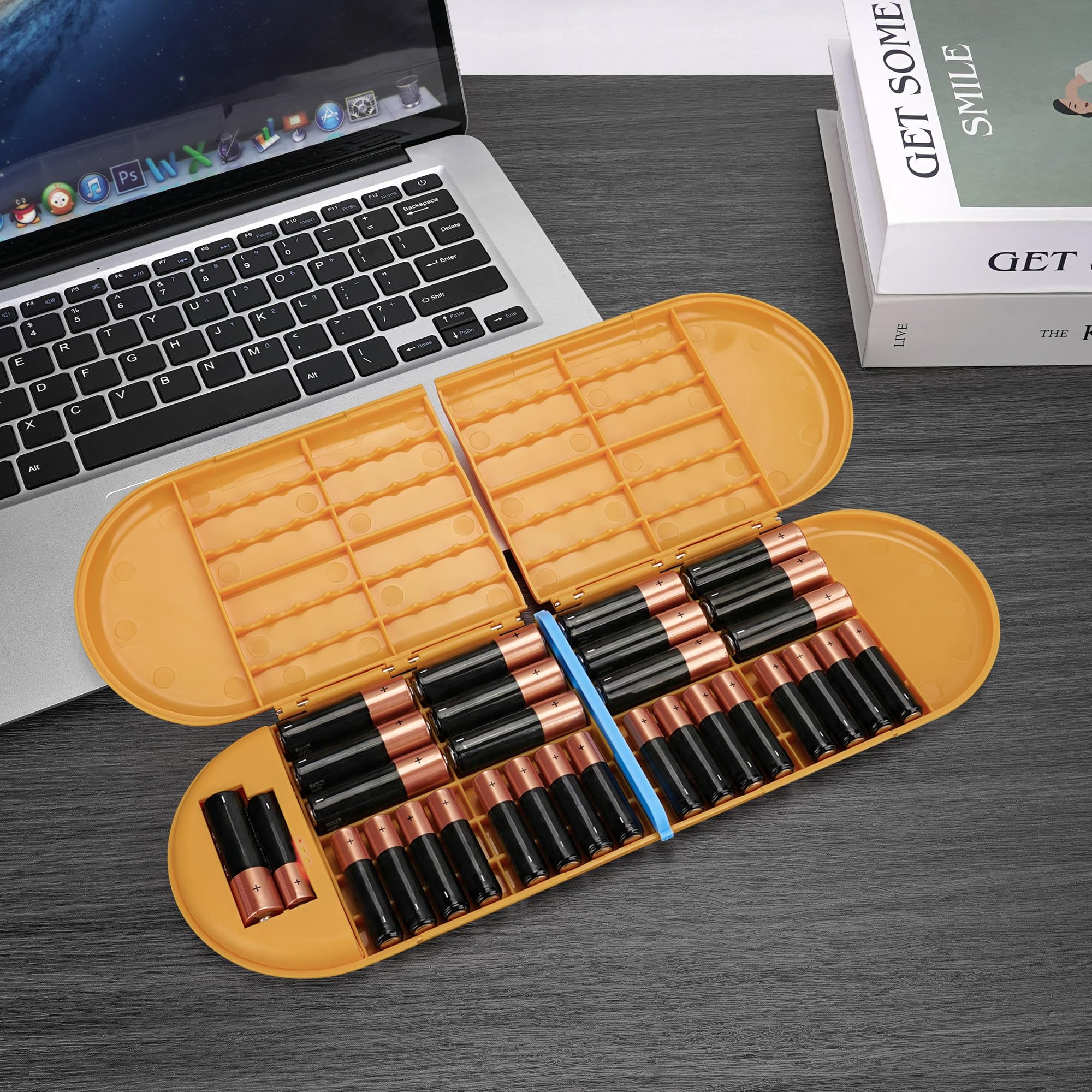 Linkidea Custodia per Batterie con Tester, Organizer Portatile per 12 Batterie AA/AAA, Scatola di Conservazione (Arancione)