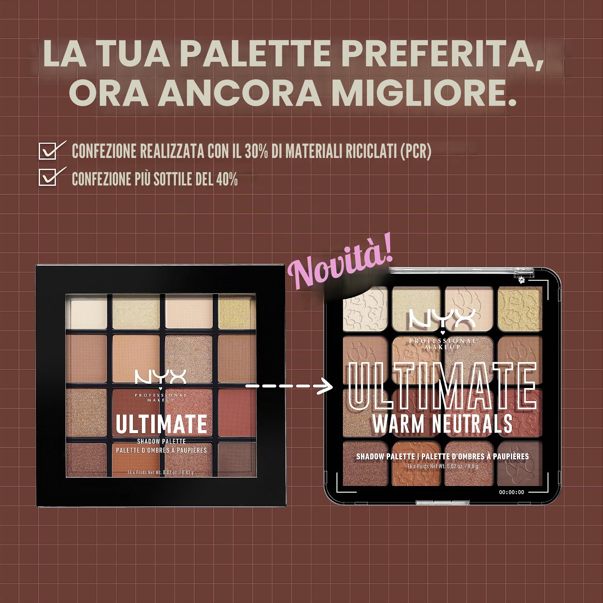 NYX PROFESSIONAL MAKEUP, Ultimate Shadow Palette, Eyeshadow Palette - Warm Neutrals