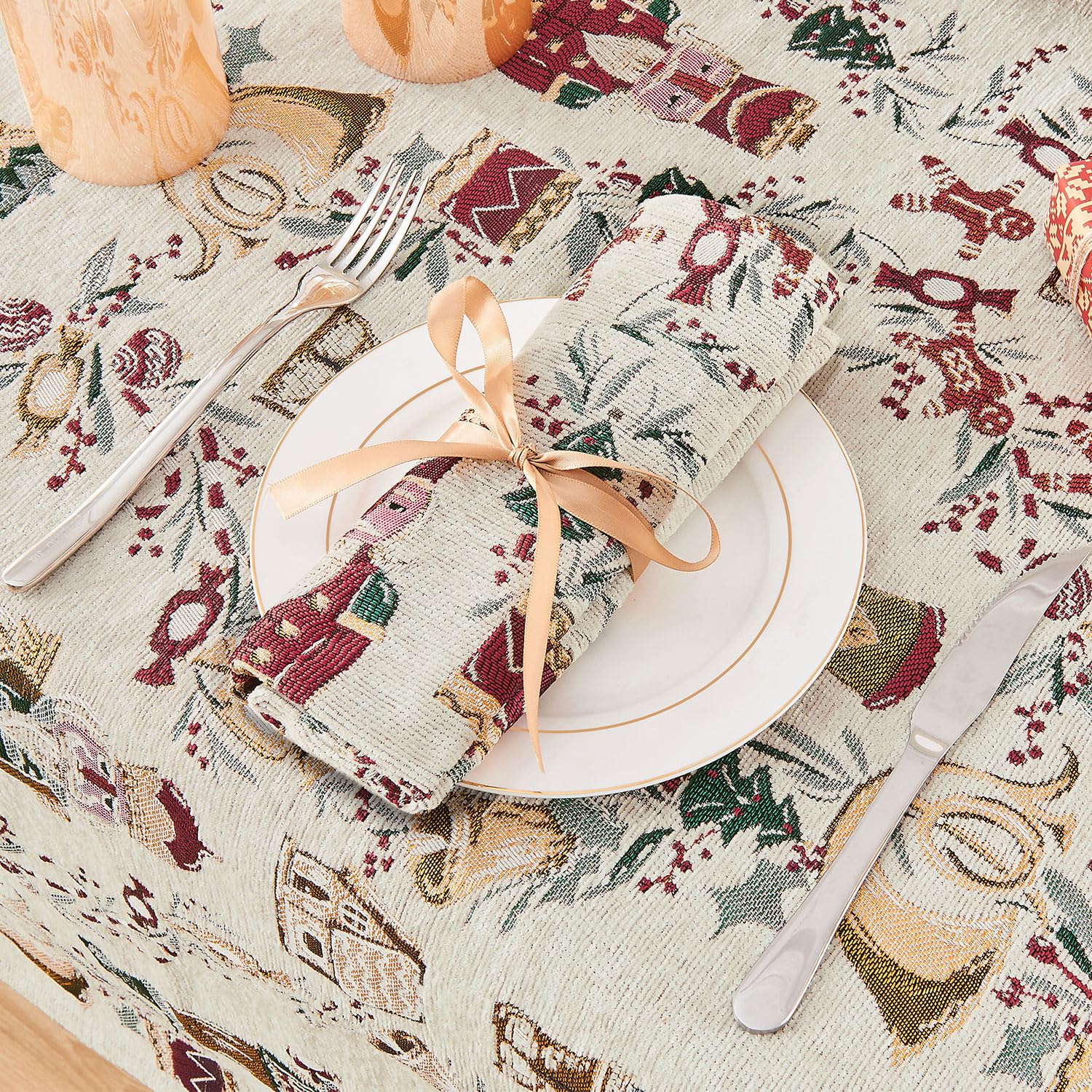 Doek Servetten Set van 4, 19 x 19 Inch, Wasbare Servetten Polyester Diner Servetten voor Restaurant, Bistro, Bruiloften, Partijen, Vakantiediner, Thanksgiving en Kerstmis