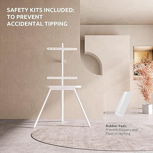 Miniatura 5 de PUTORSEN Soporte de TV con caballete para pantallas LED LCD OLED de 43 a 65 pulgadas con capacidad para hasta 88 libras, soporte de suelo de trípode